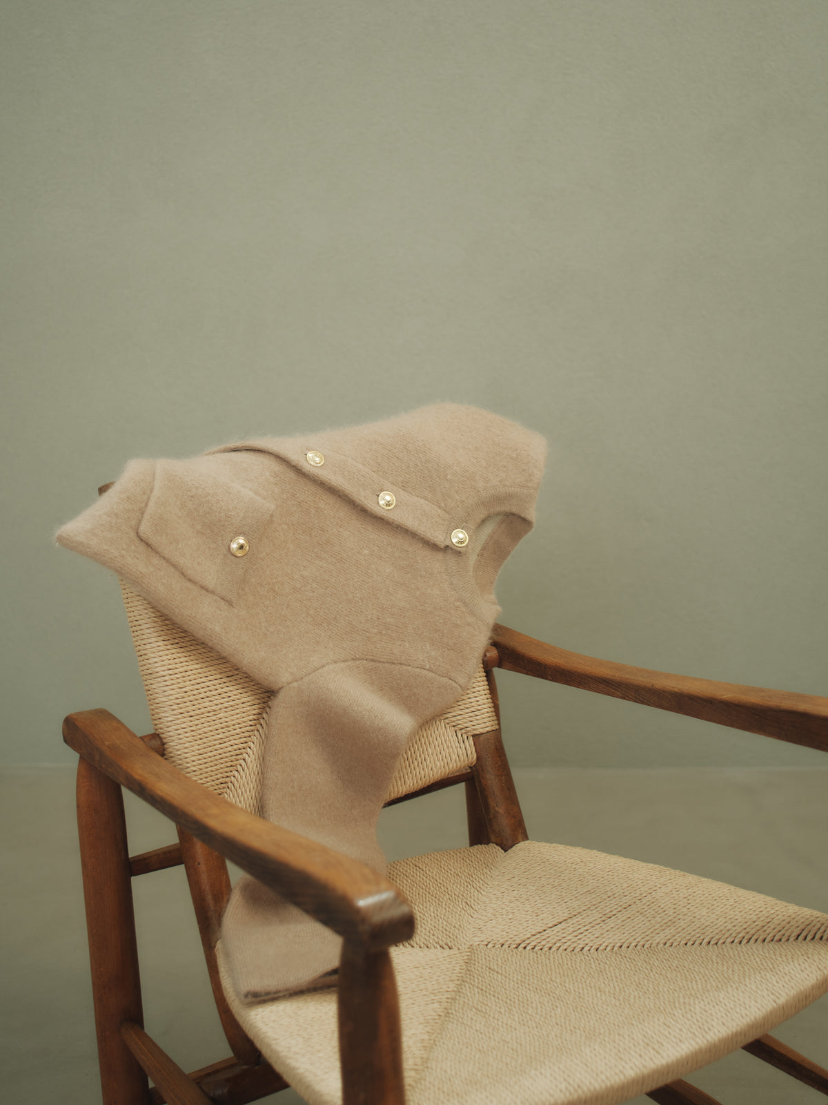 カシミヤブレンドノーカラーニットジャケット