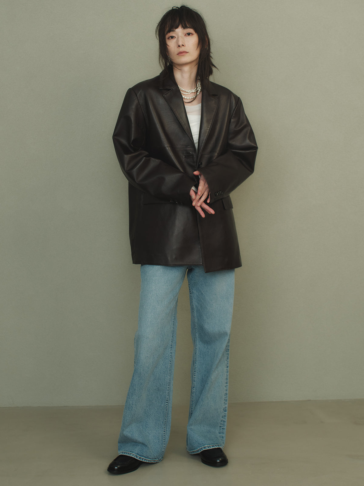 レザーテーラードジャケット