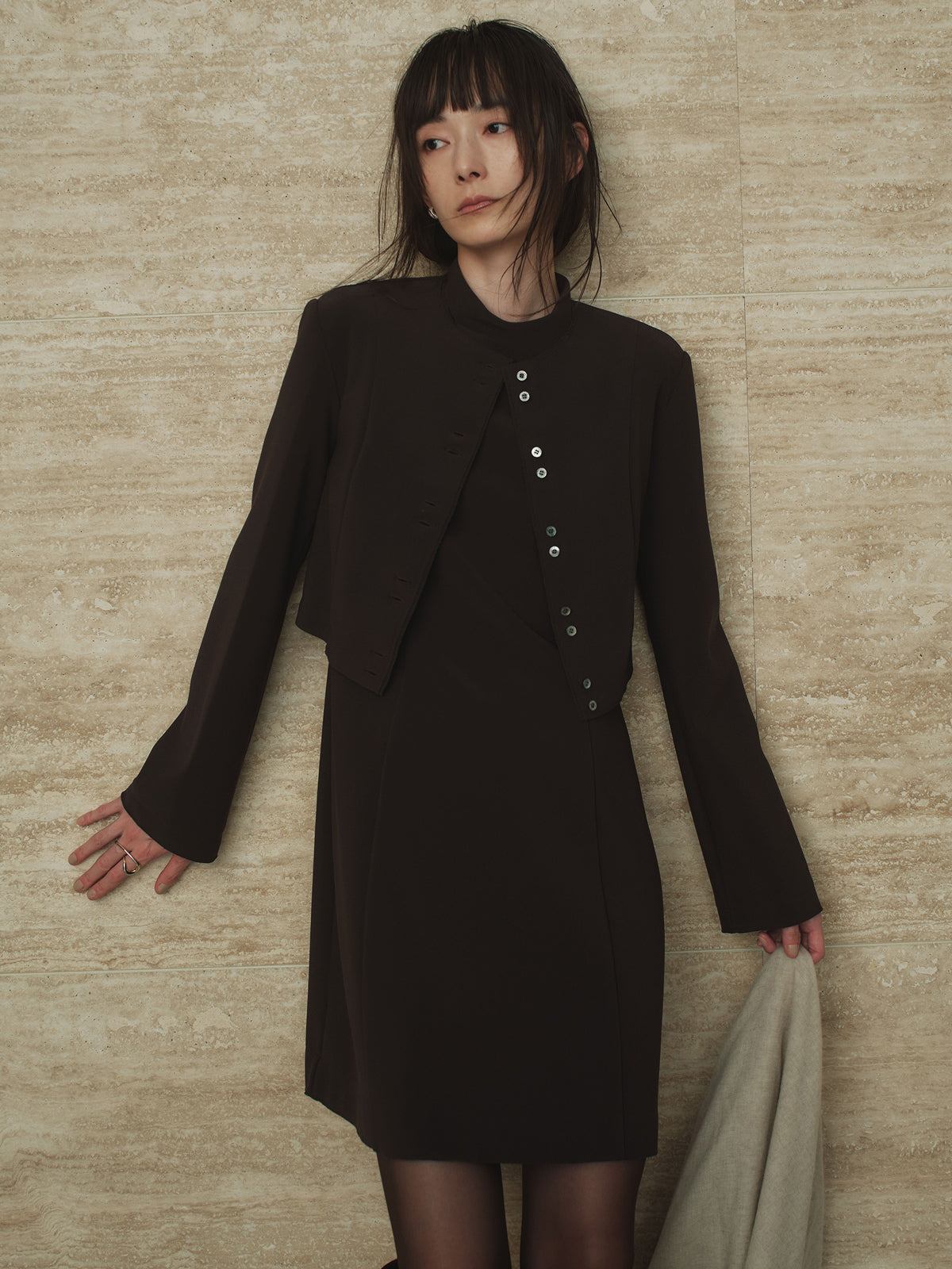 カットジョーゼットミニワンピース