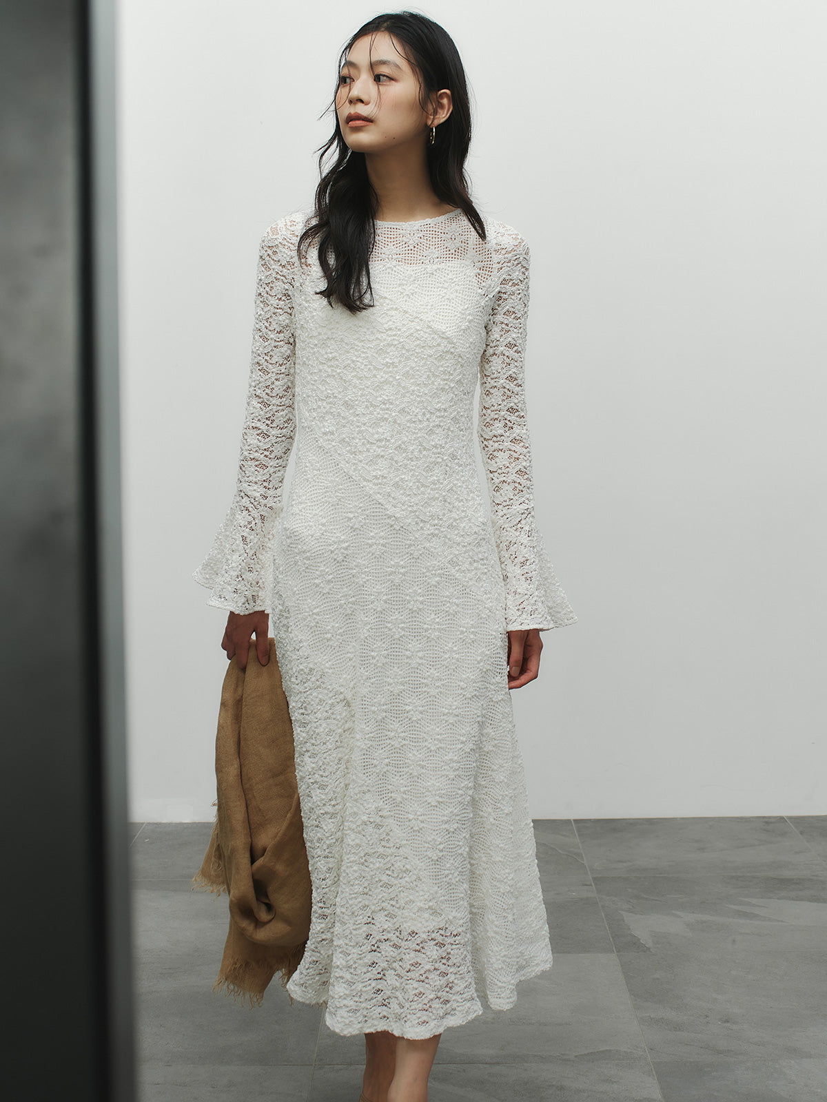 シュリンクレースパネルワンピース