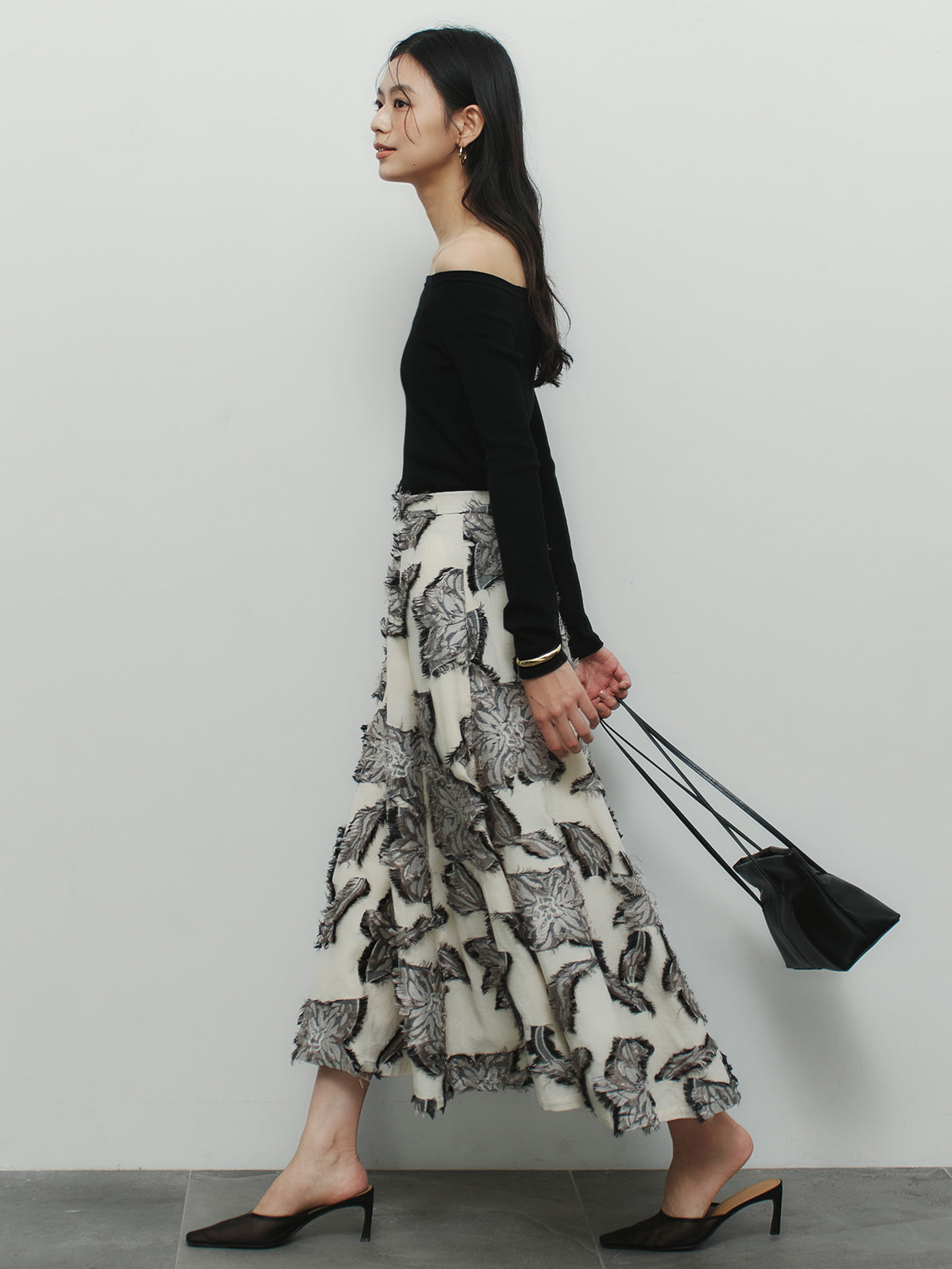 ボタニカルフラワーカットジャガードスカート