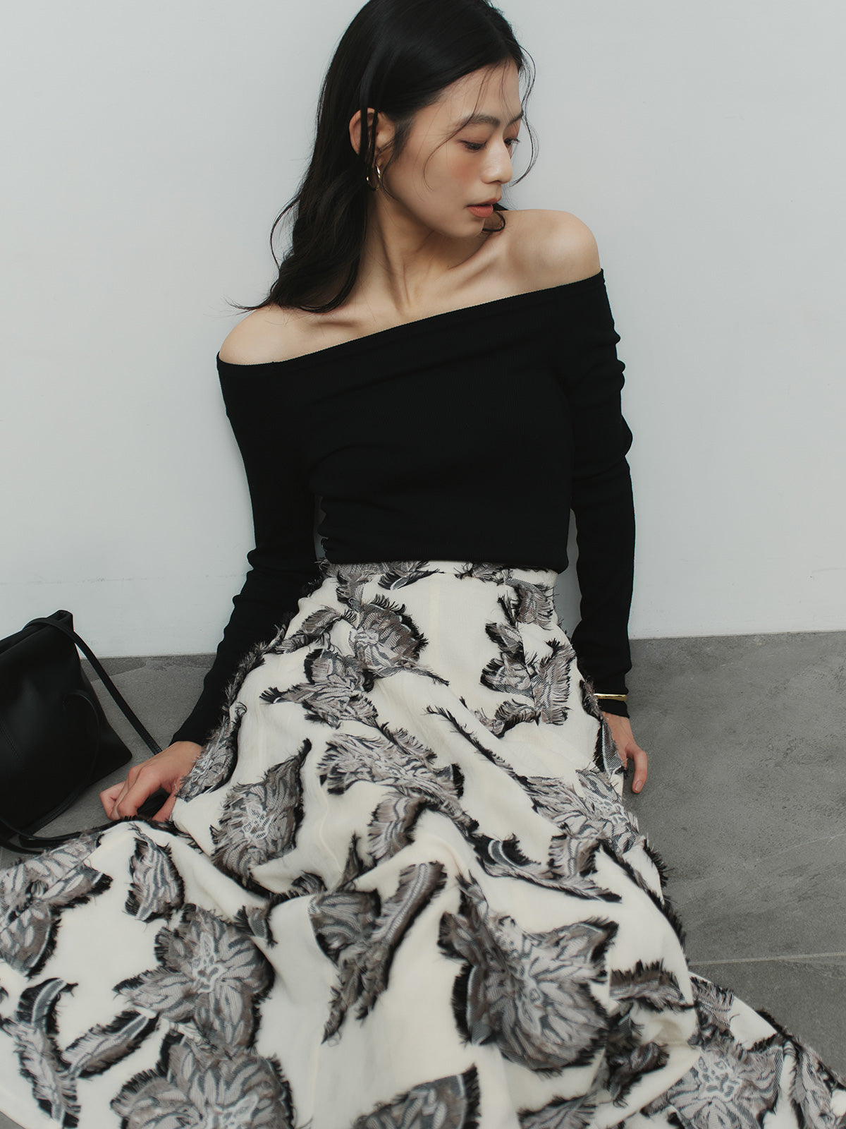 ボタニカルフラワーカットジャガードスカート