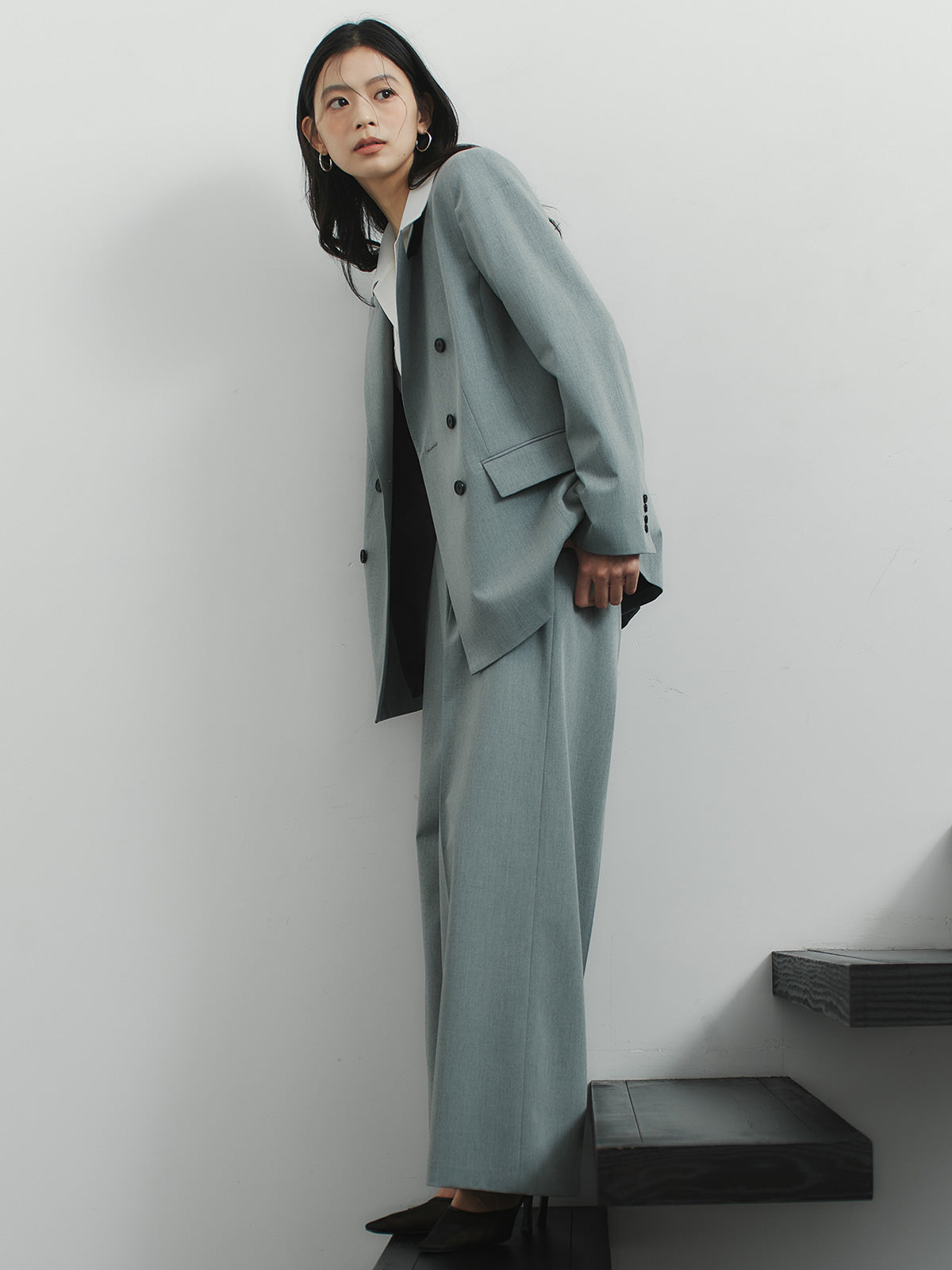 アシメデザインワイドパンツ