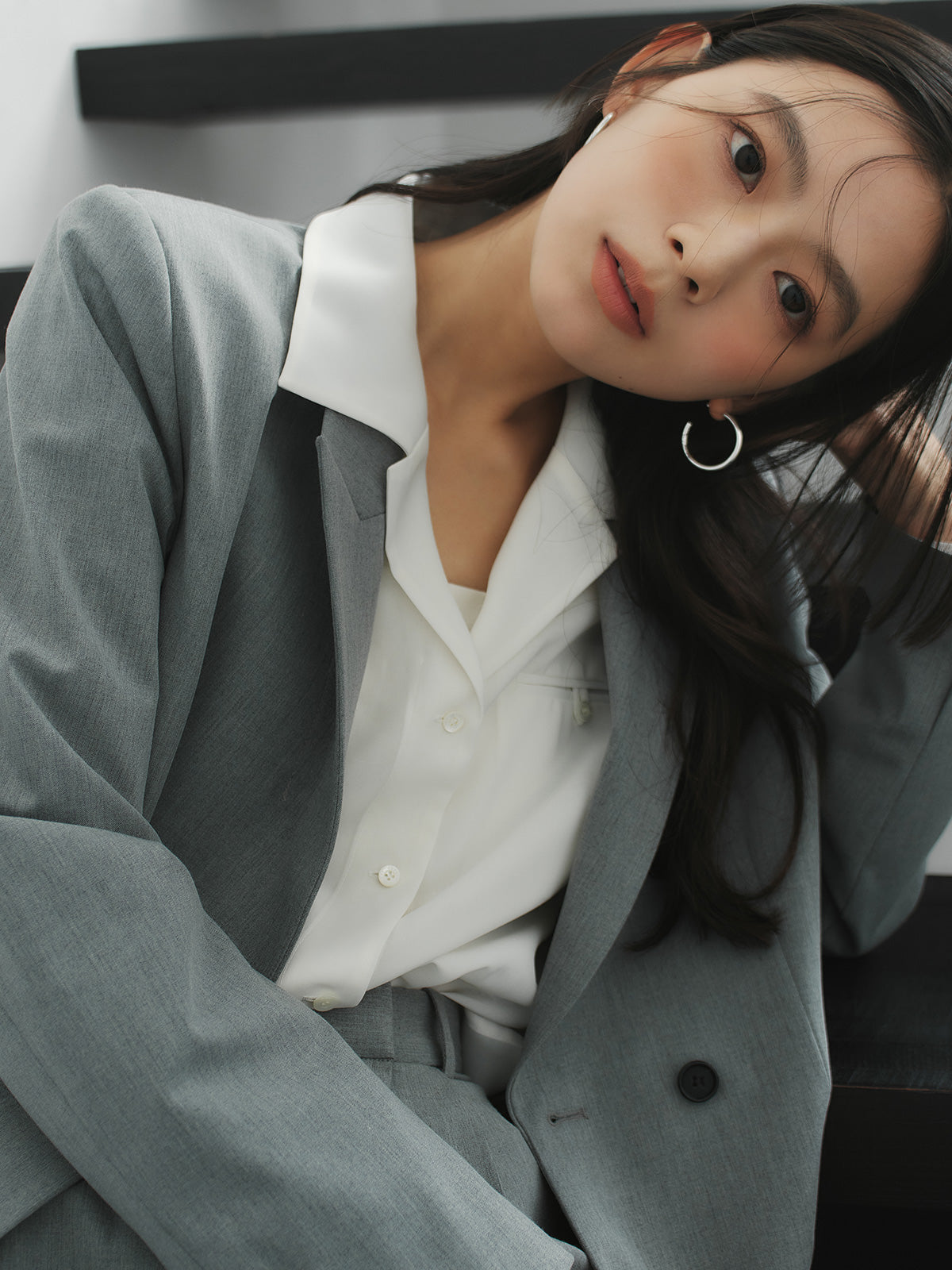 ピークドラペルダブルジャケット