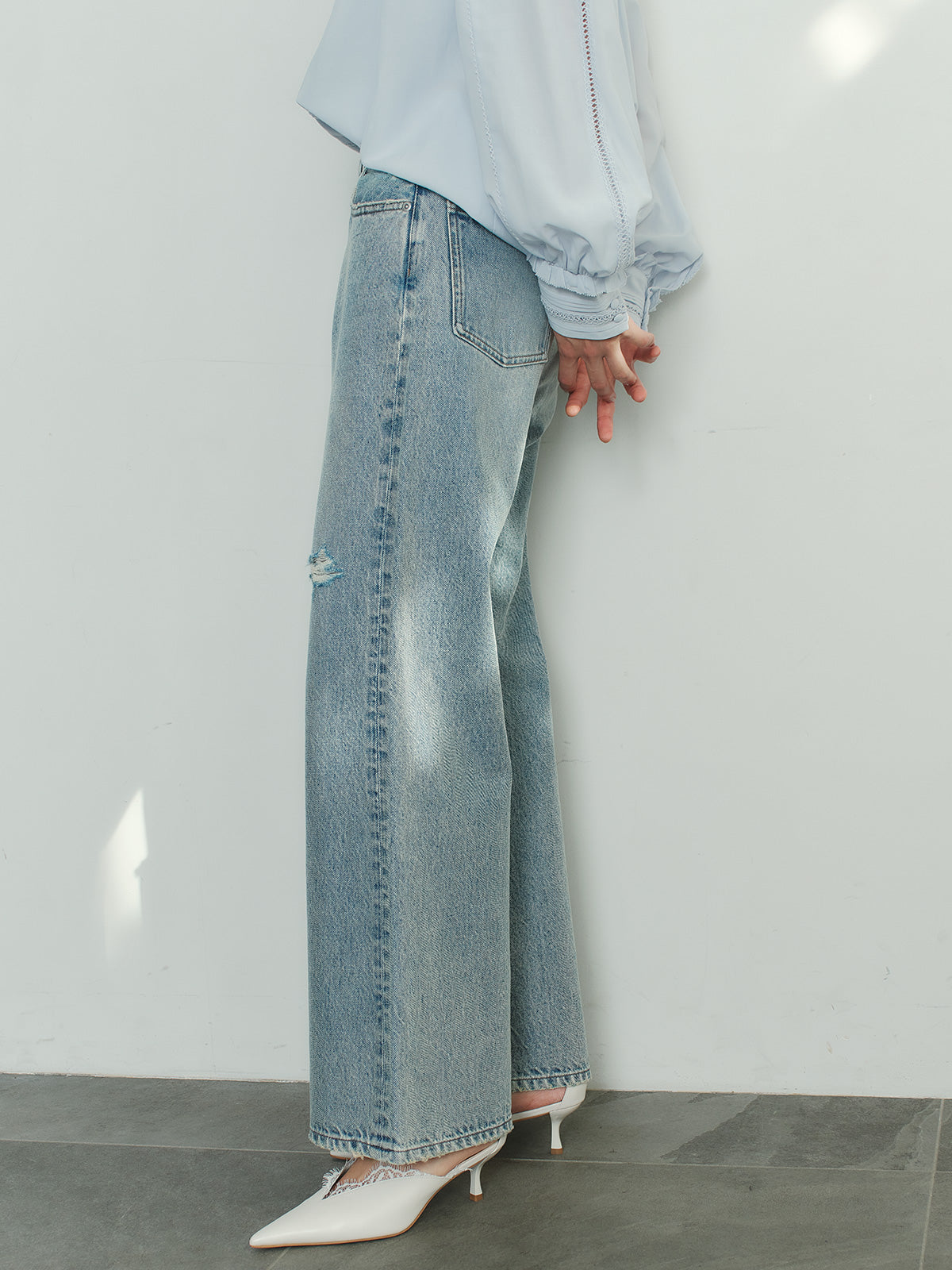 ダメージワイドデニム