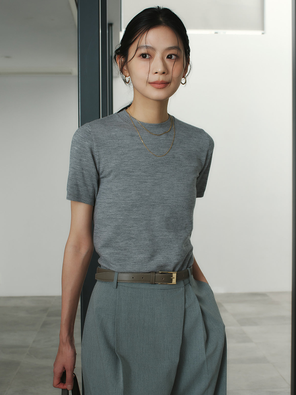 ハーフスリーブニットプルオーバー