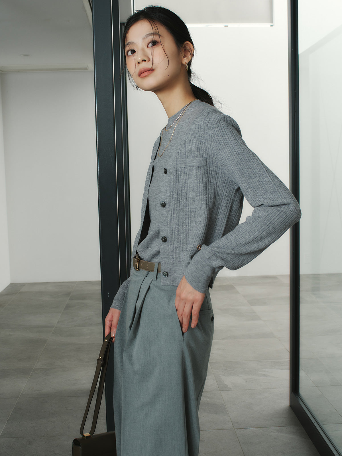 ラティスケーブルニットカーディガン