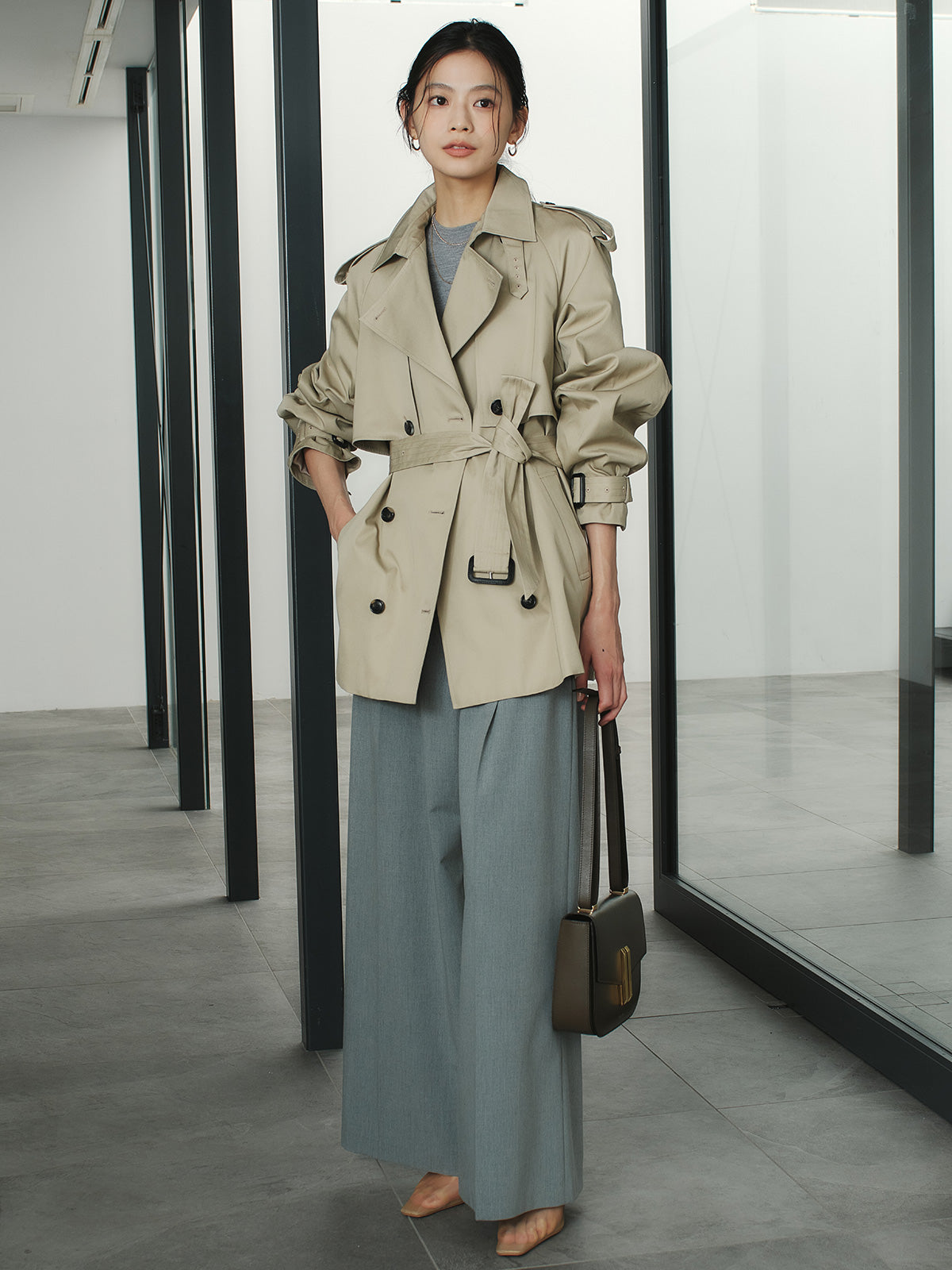 アシメデザインワイドパンツ