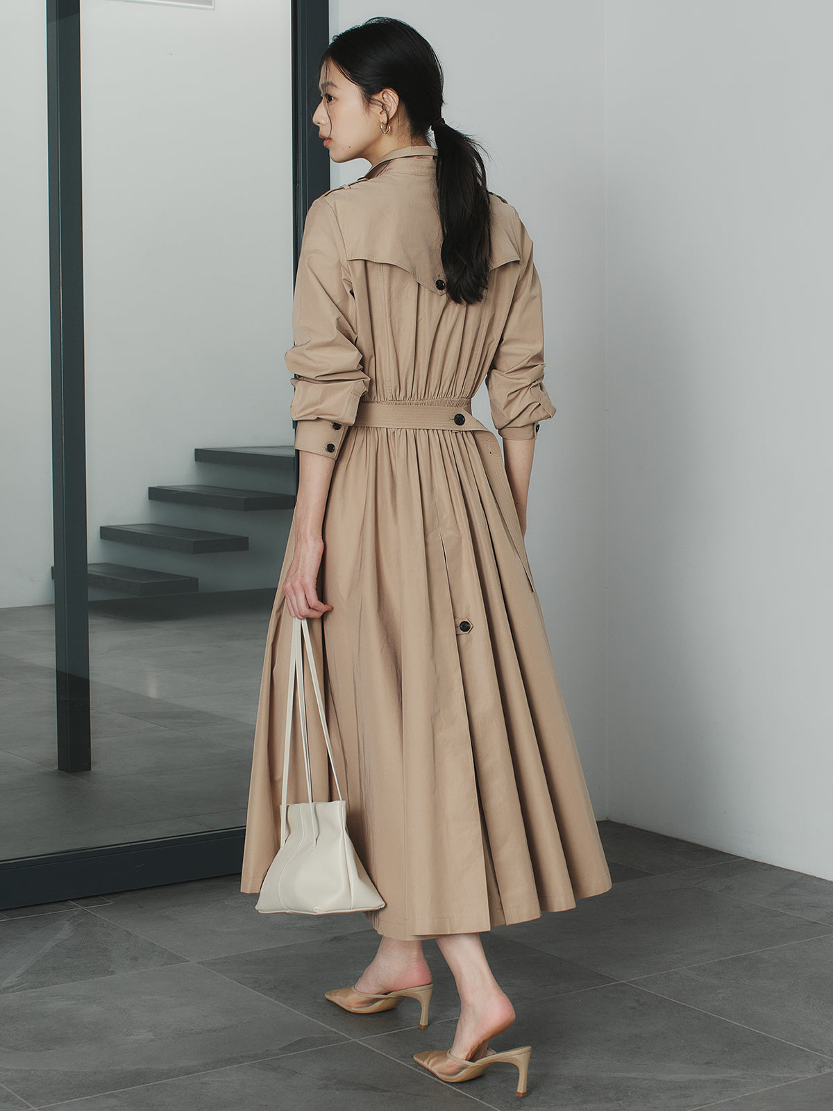 レザーナローハンドルバッグ