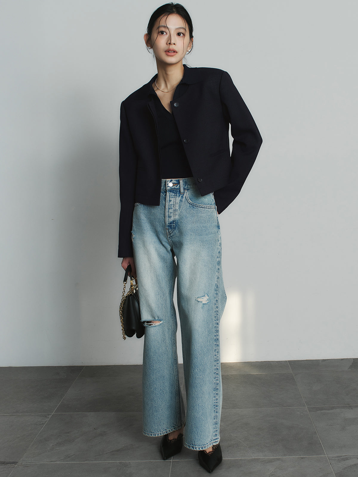 ダメージワイドデニム