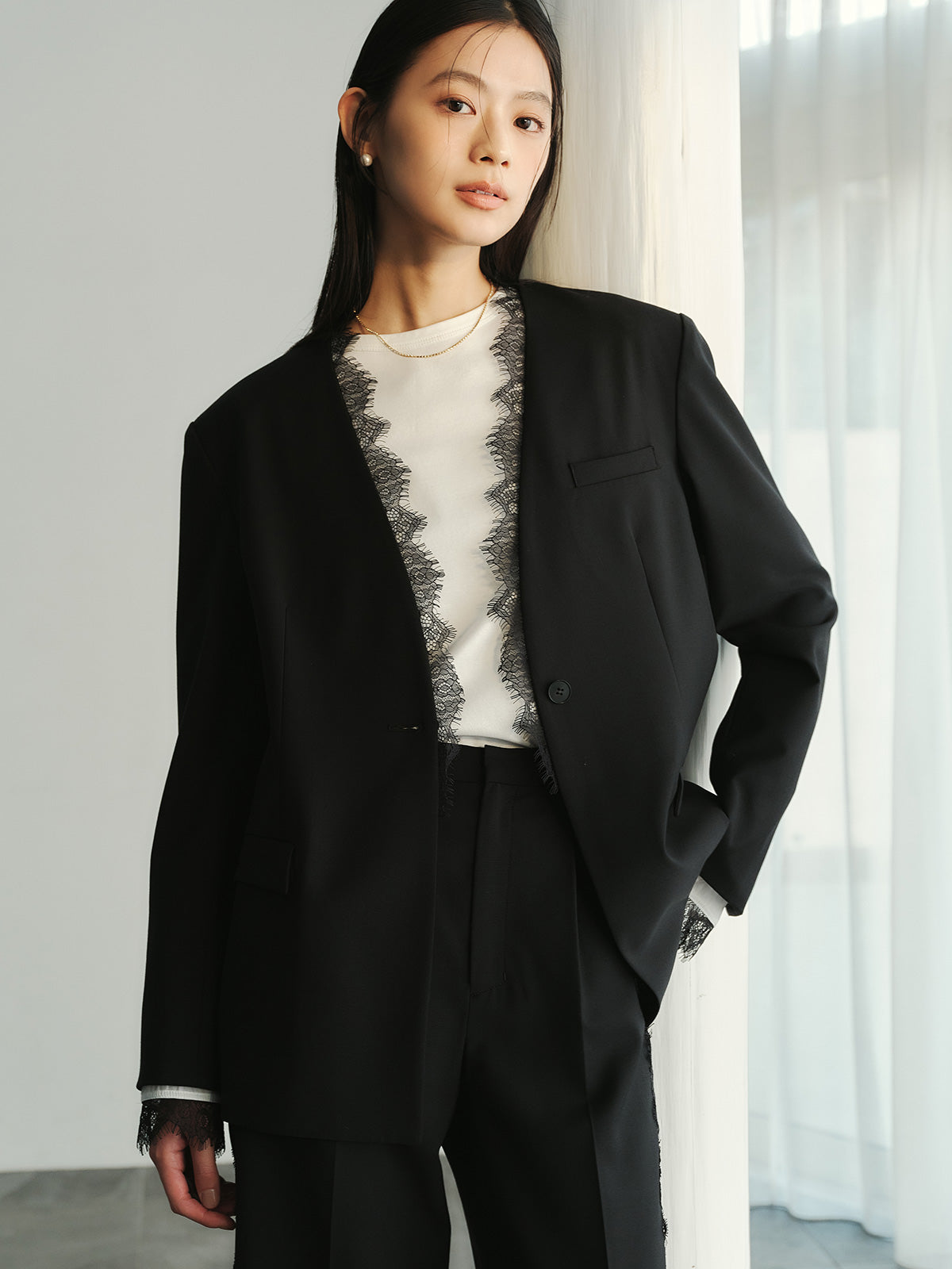 レーストリムタックパンツ