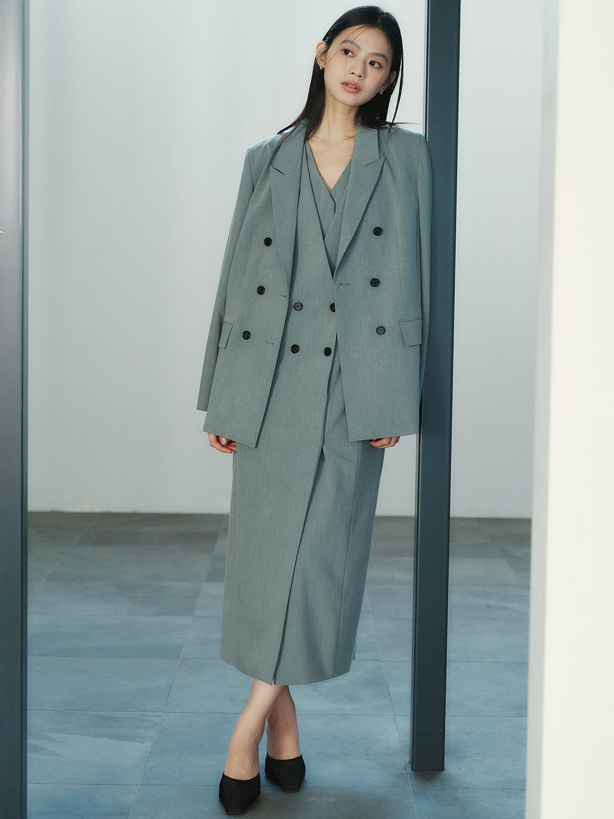 レイヤードジレワンピース