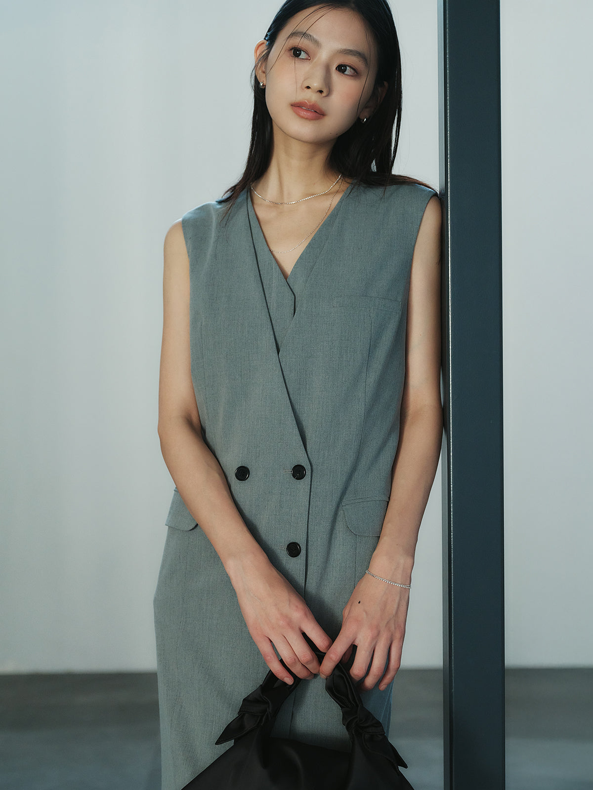 レイヤードジレワンピース