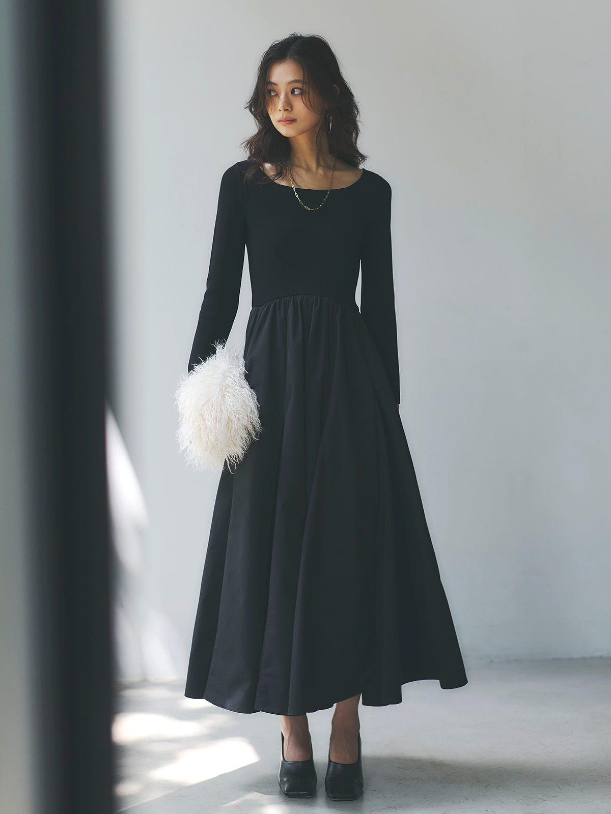 ニットドッキングフレアワンピース