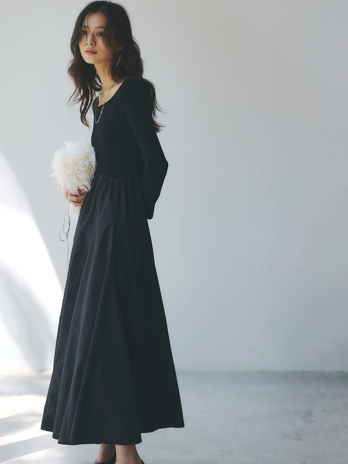 ニットドッキングフレアワンピース