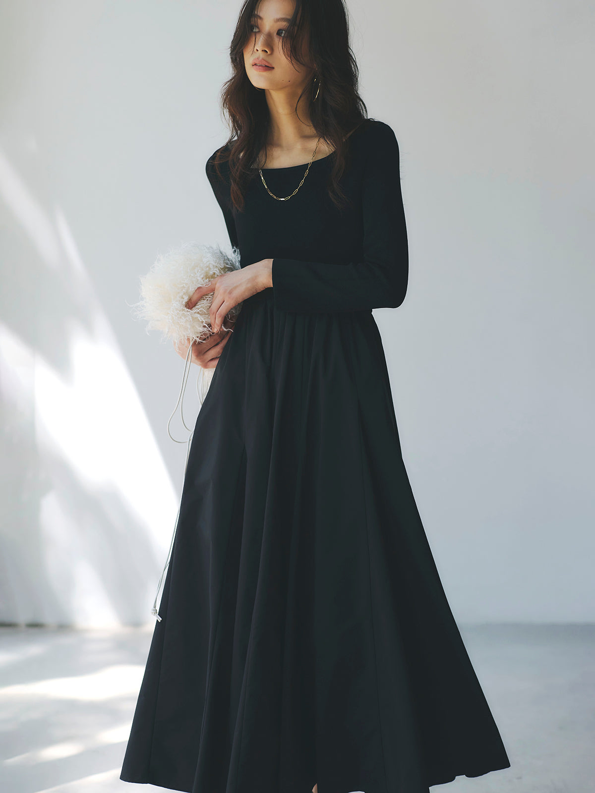 ニットドッキングフレアワンピース