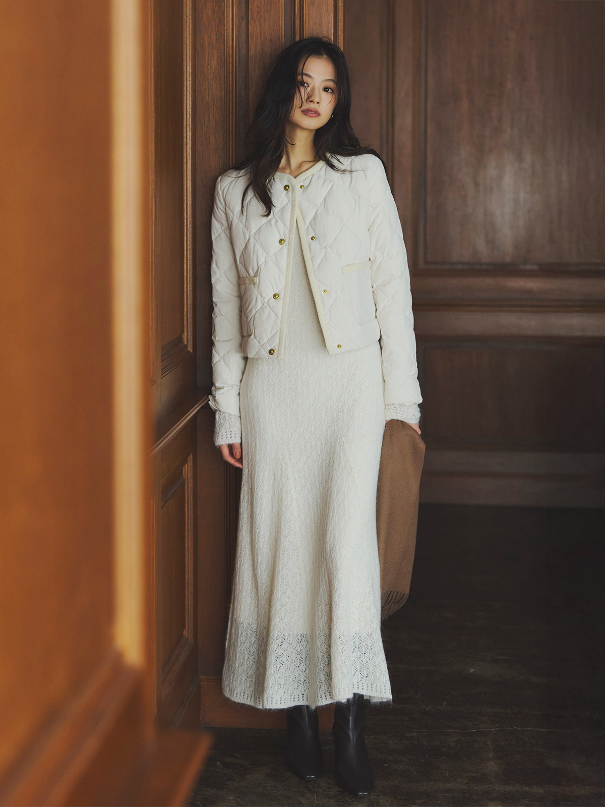 レースワークニットワンピース