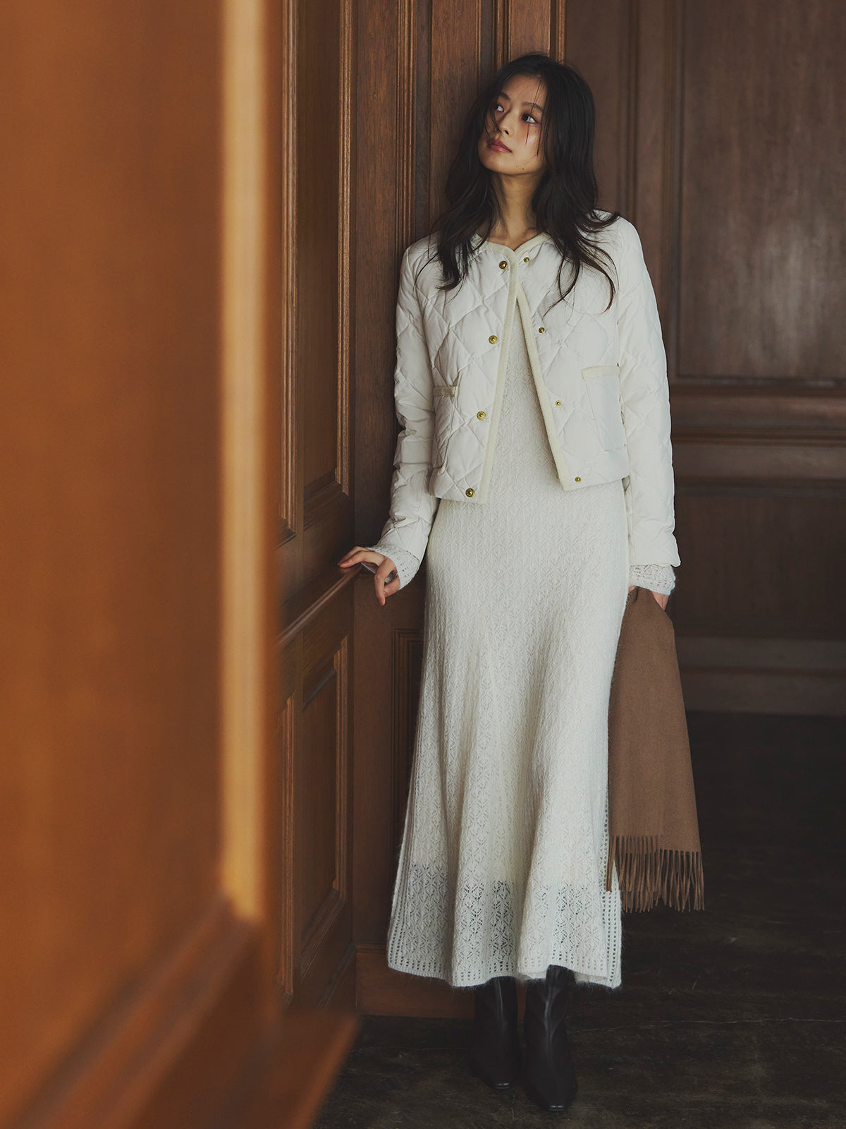 レースワークニットワンピース