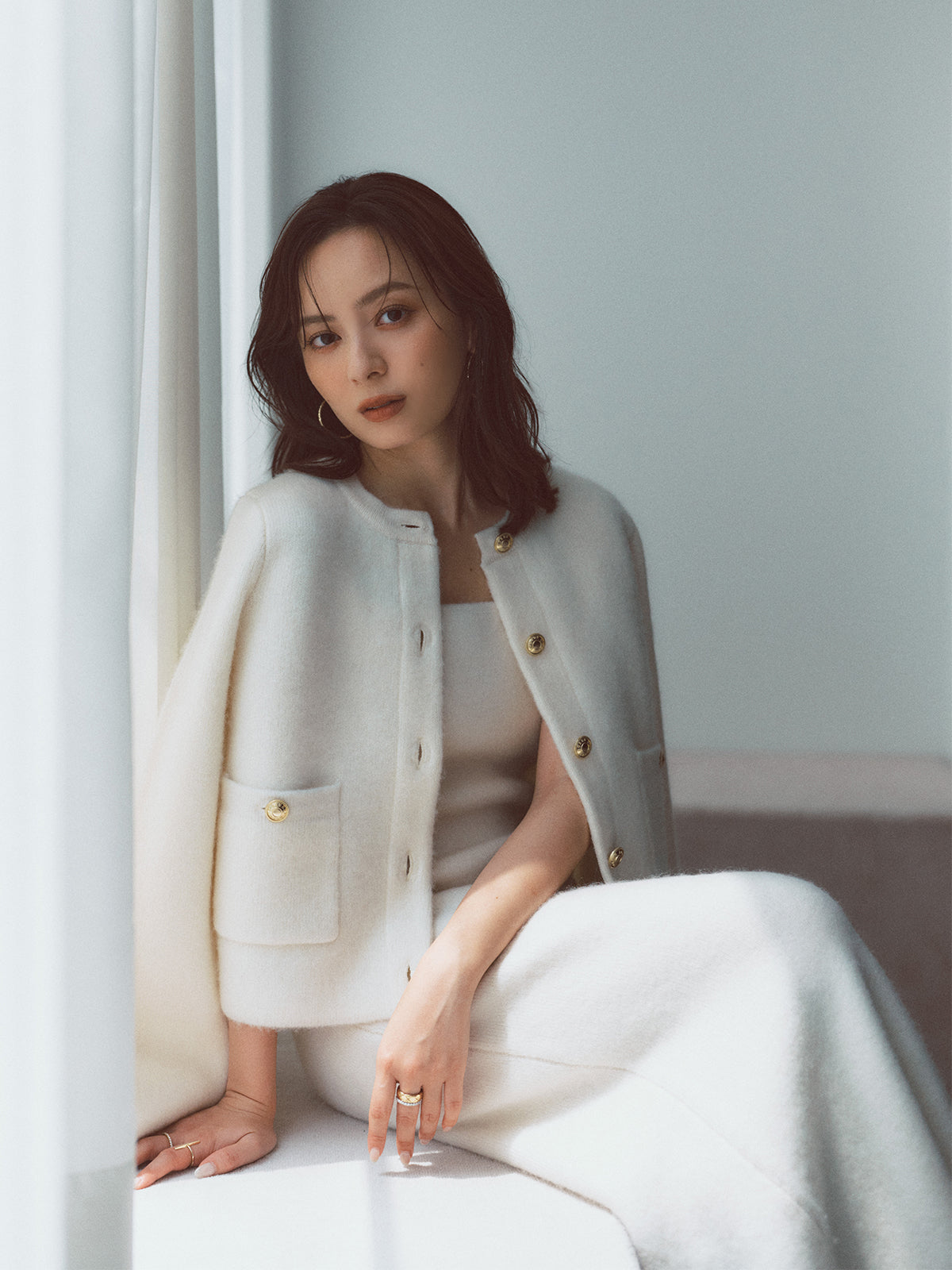 カシミヤブレンドキャミソールニットワンピース