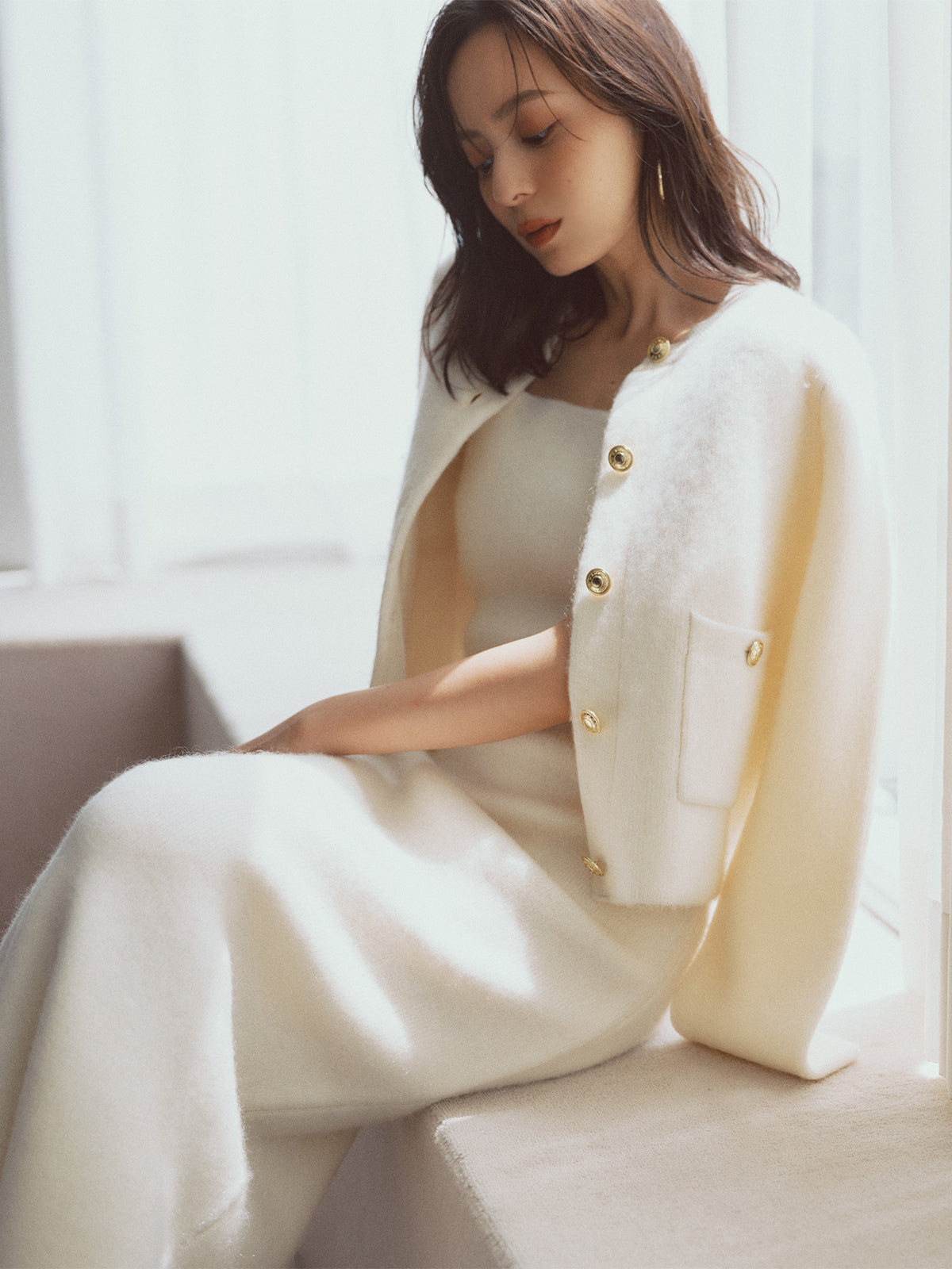 カシミヤブレンドキャミソールニットワンピース