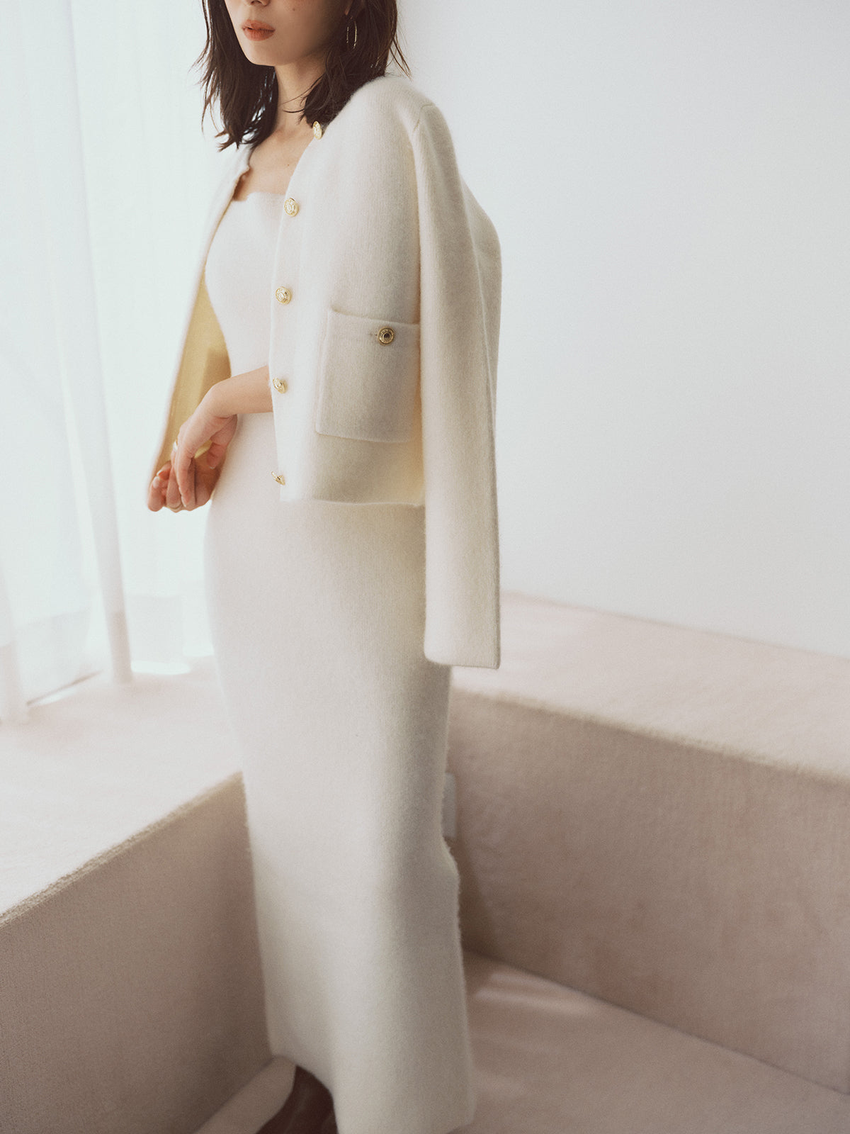 カシミヤブレンドキャミソールニットワンピース