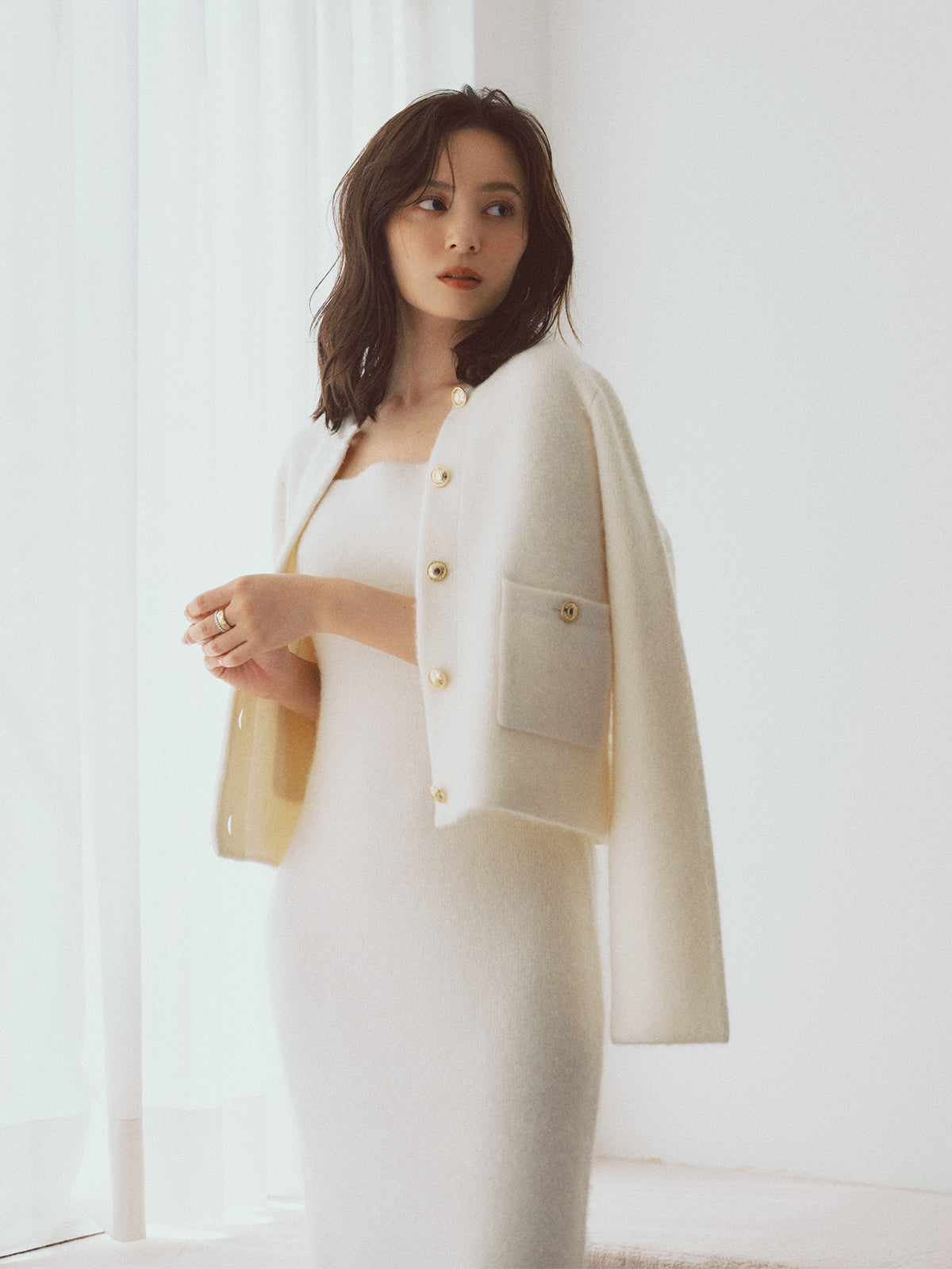 カシミヤブレンドキャミソールニットワンピース