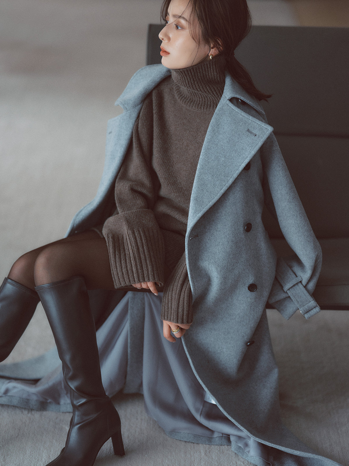 HAMILTON 울 캐시미어 터틀넥 풀오버