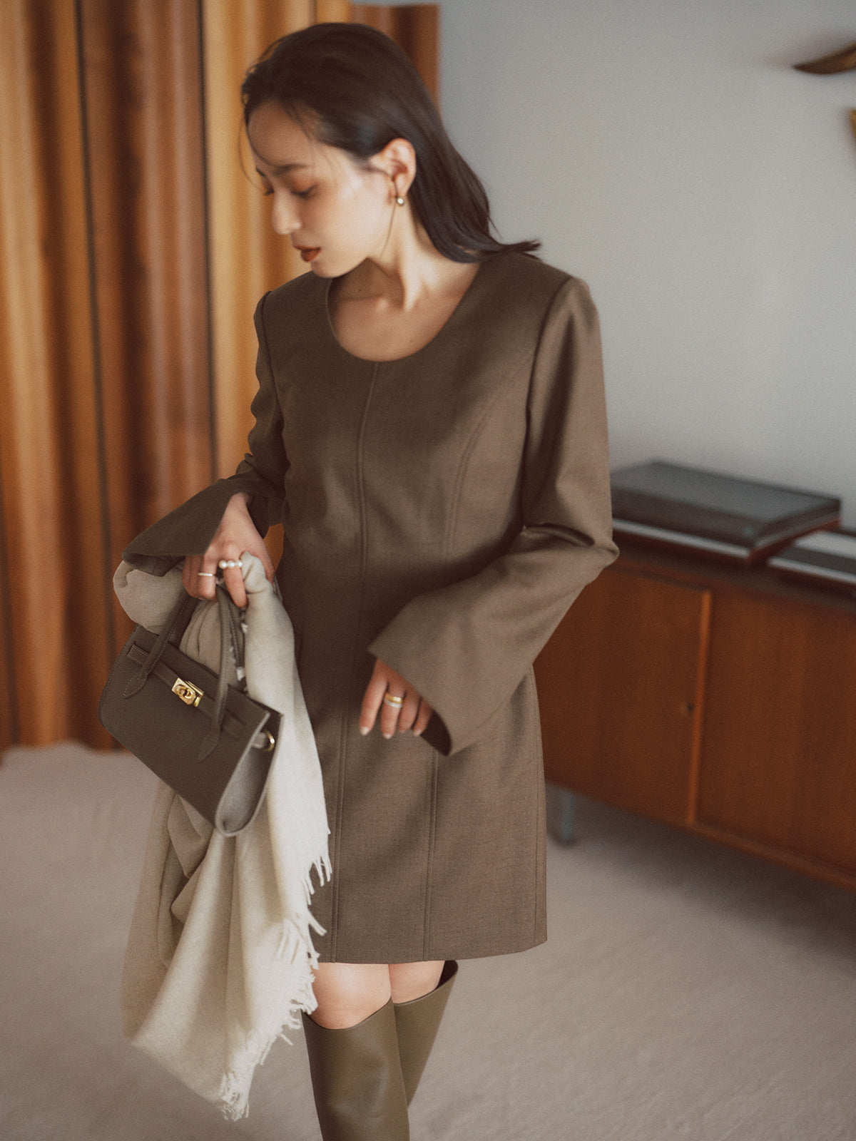 【ASAUCE MELER】ファインラムエアリーソリッドウールストール