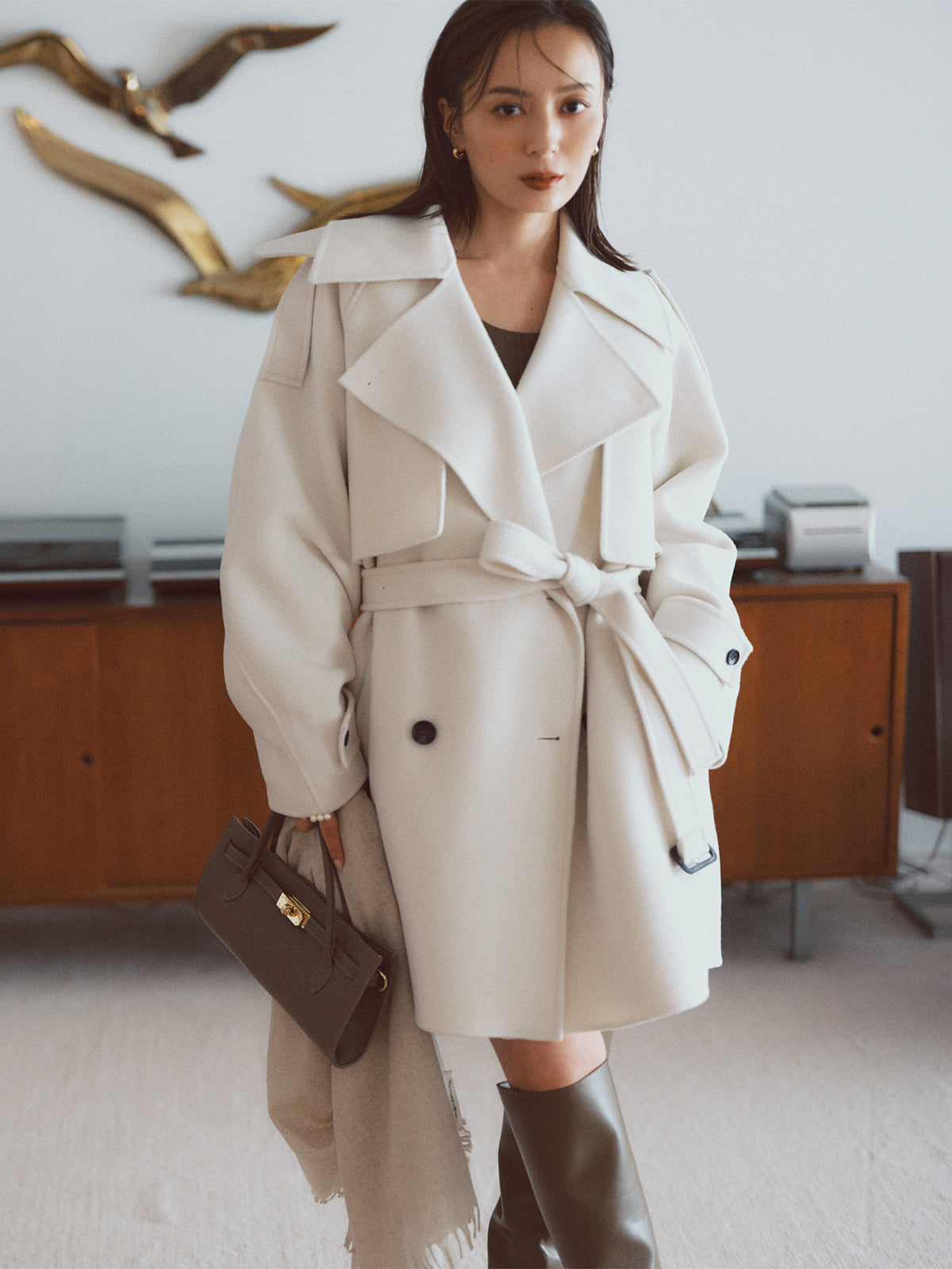 リバーウールミドルトレンチコート