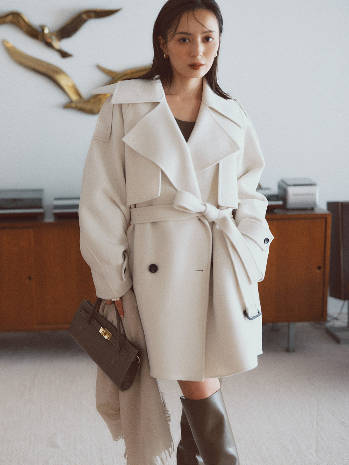 【ASAUCE MELER】ファインラムエアリーソリッドウールストール