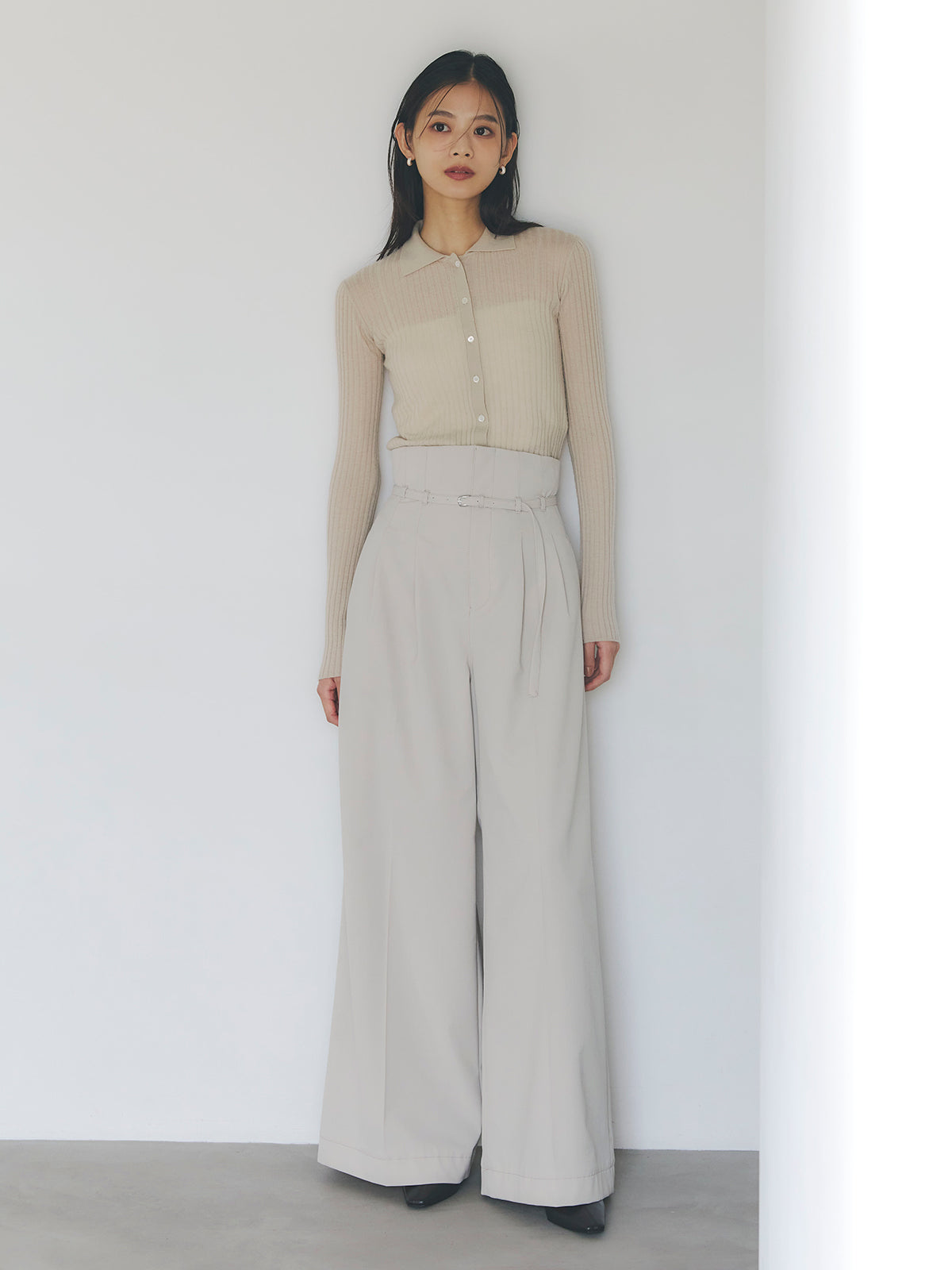 カシミヤ100ニットシャツカーディガン