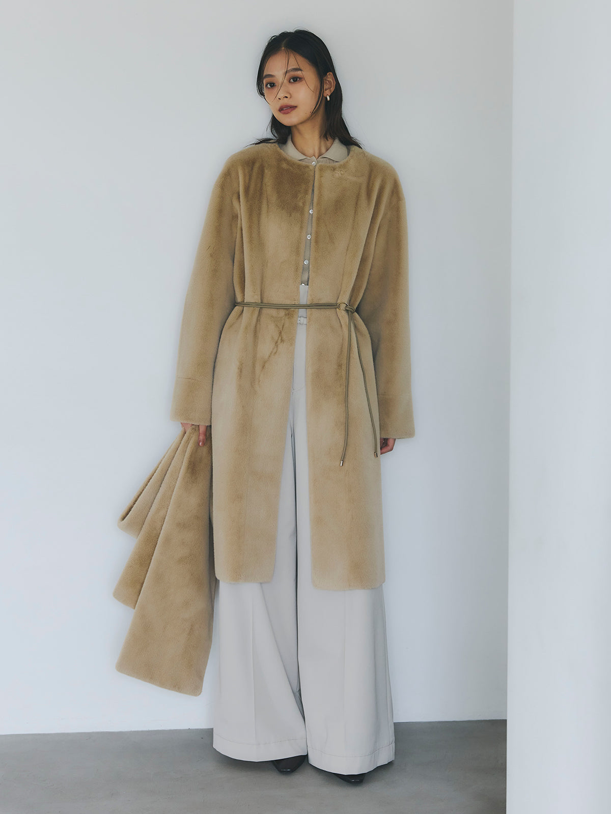 カシミヤ100ニットシャツカーディガン