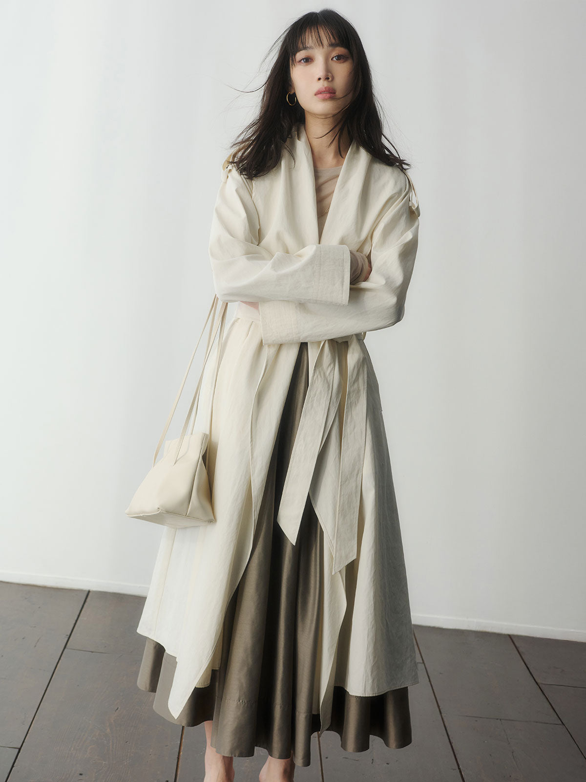 ギャザーベルトオーガンスカート