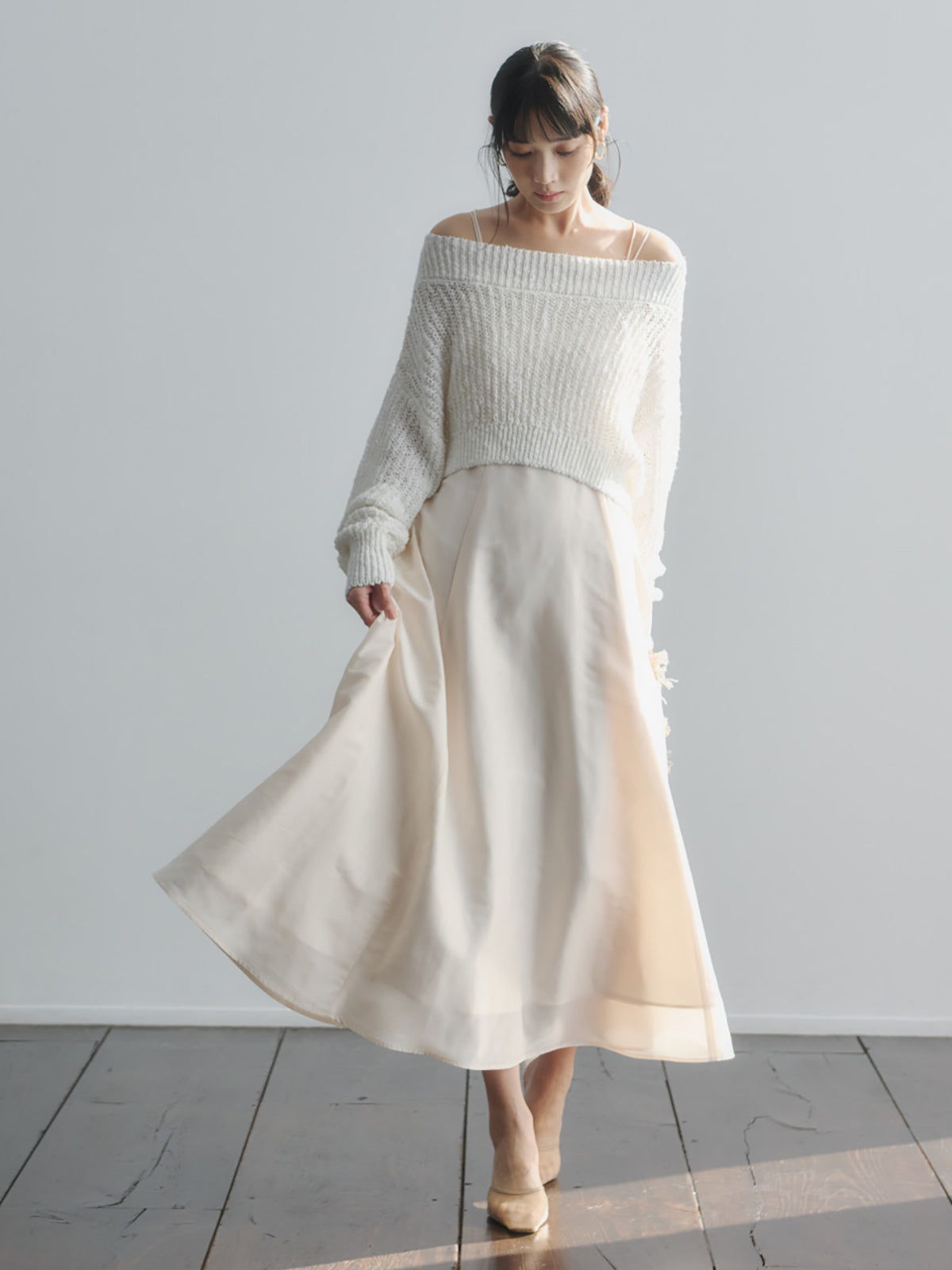 ニットレイヤードキャミワンピース