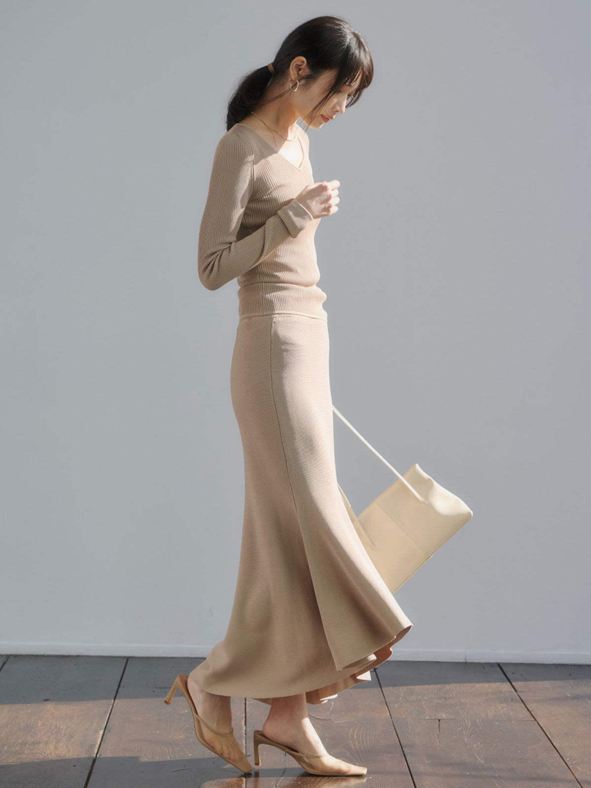 リュクスビスコースリブニットプルオーバー