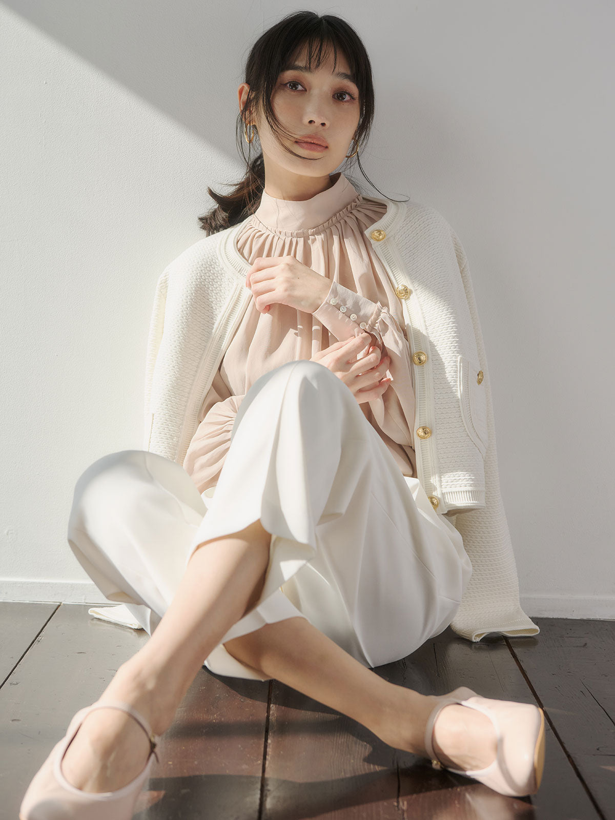 ダブルサテンテーパードパンツ