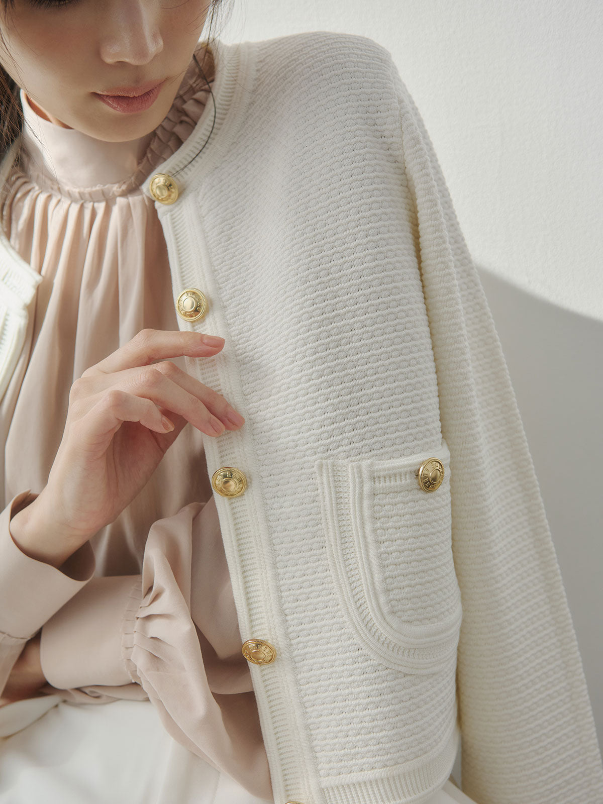 キュプラコットンボリュームブラウス