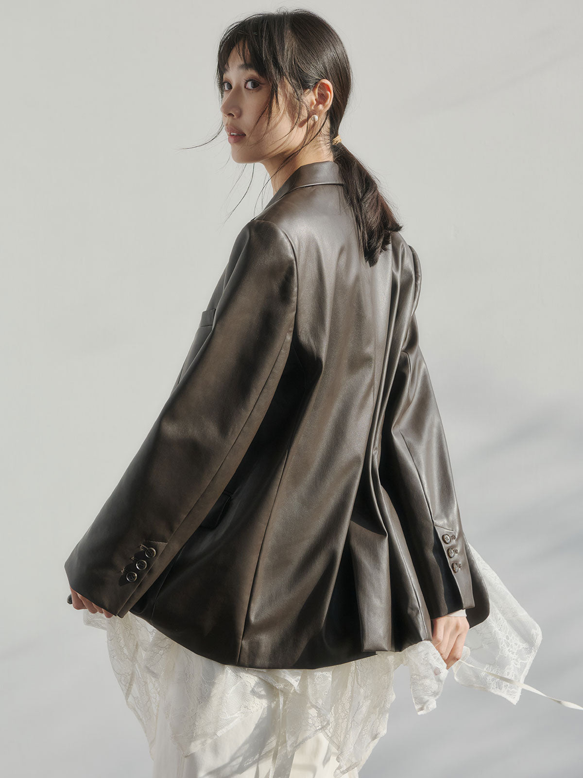 レザーライクシングルオーバージャケット