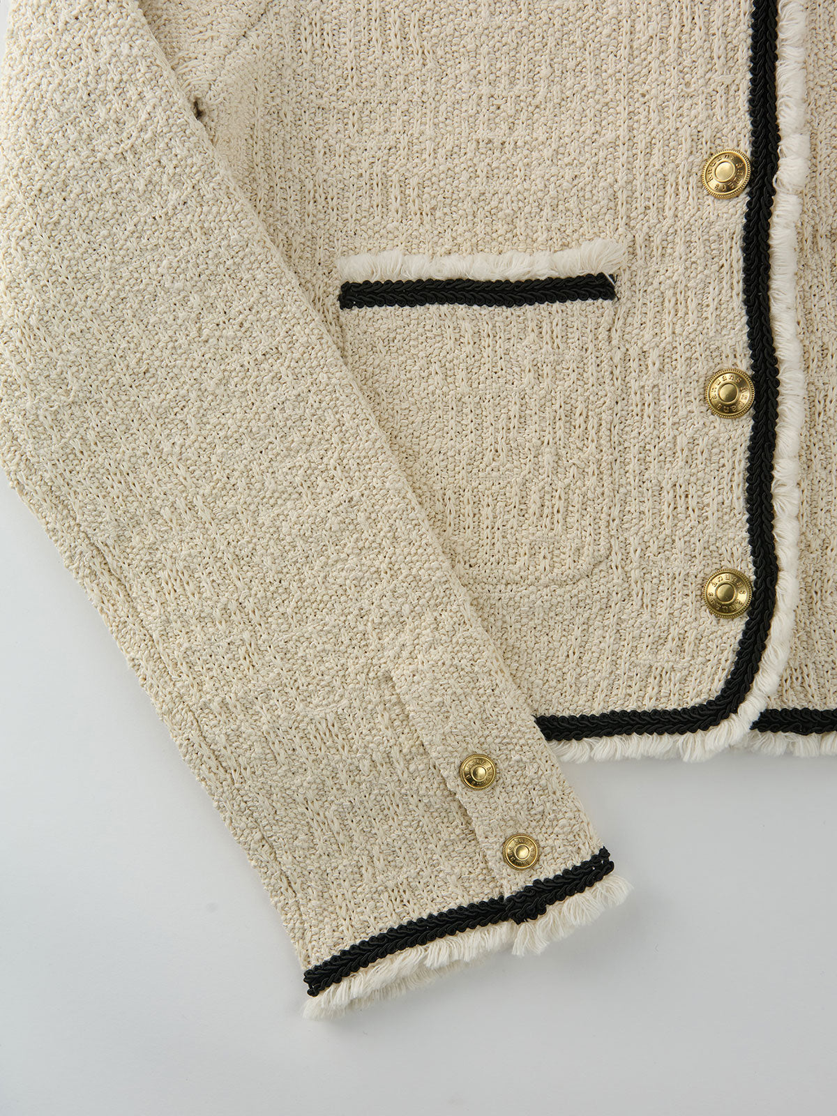 クラシカルノーカラーニットジャケット