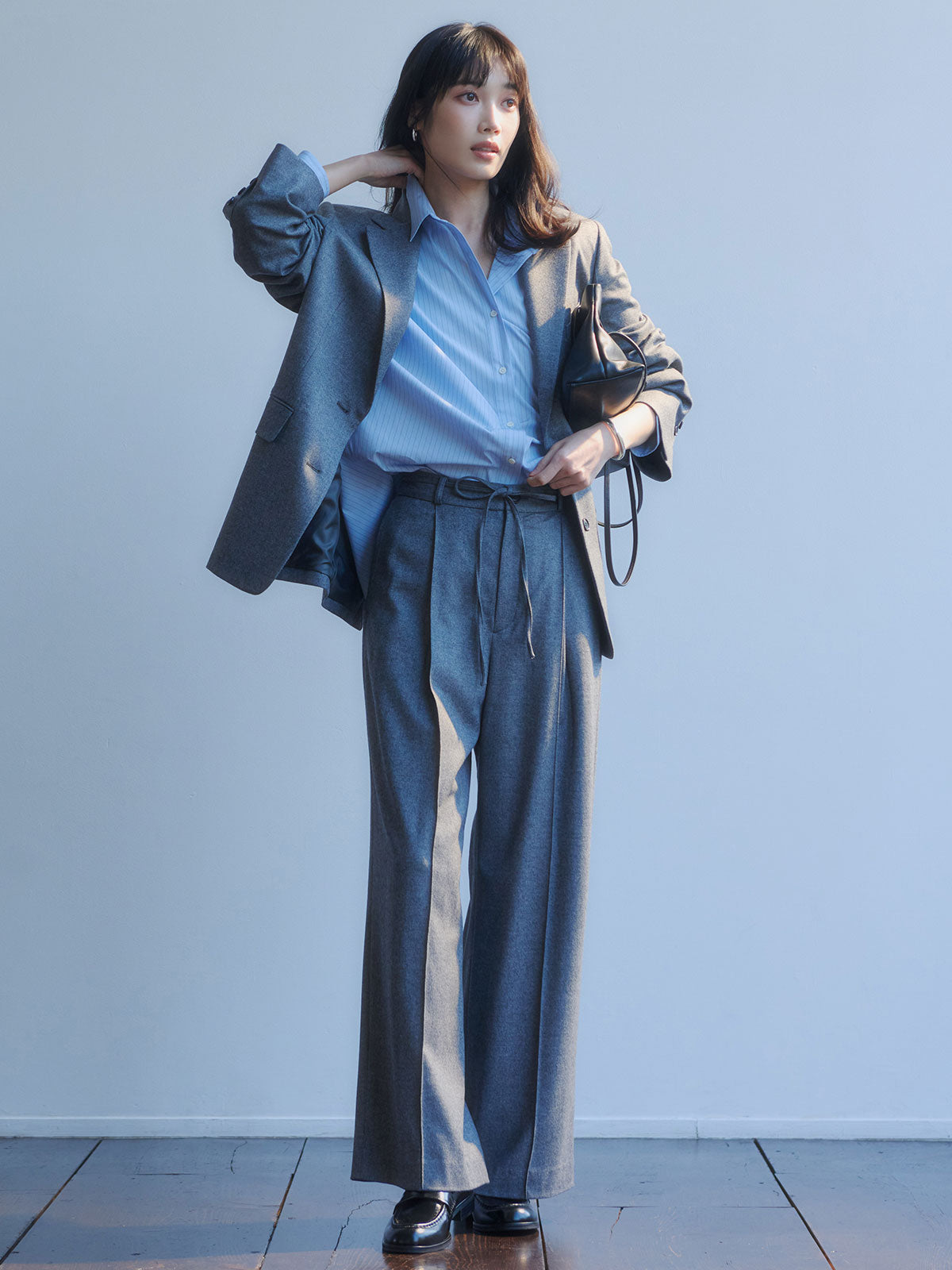 ウールリボンベルトパンツ