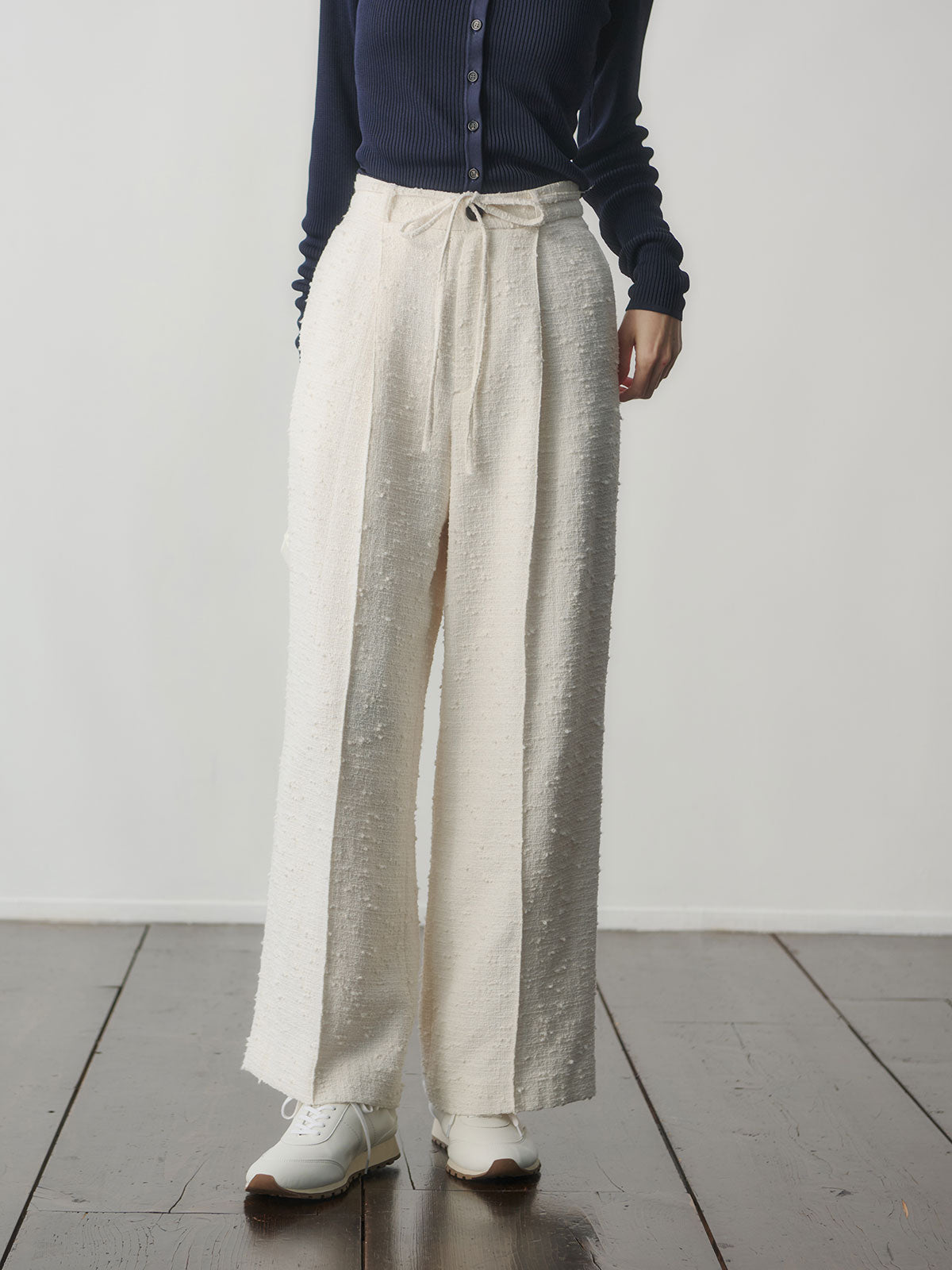 ツイードリボンベルトパンツ