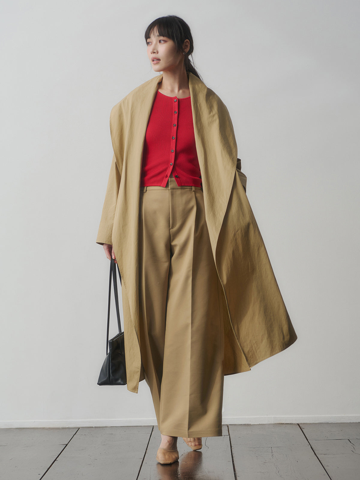 リュクスビスコースリブニットカーディガン