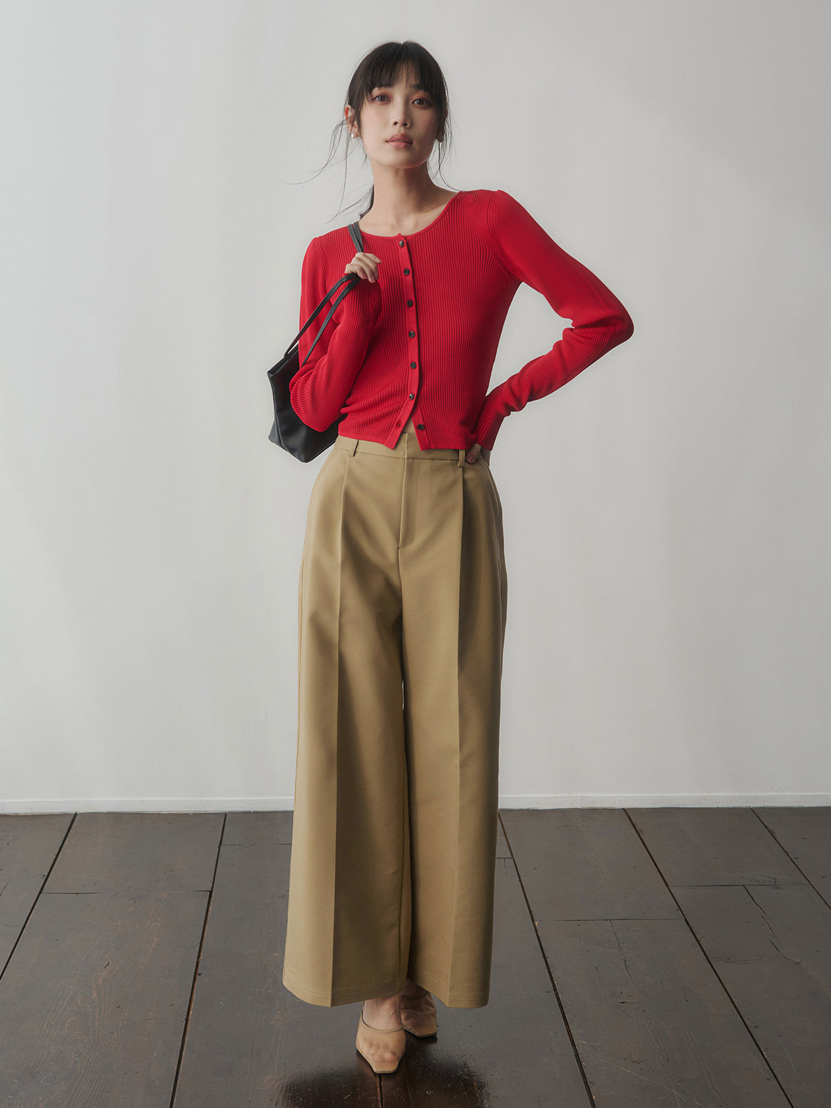 コットンクロスワイドパンツ