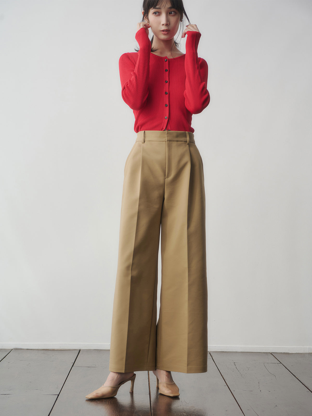 コットンクロスワイドパンツ