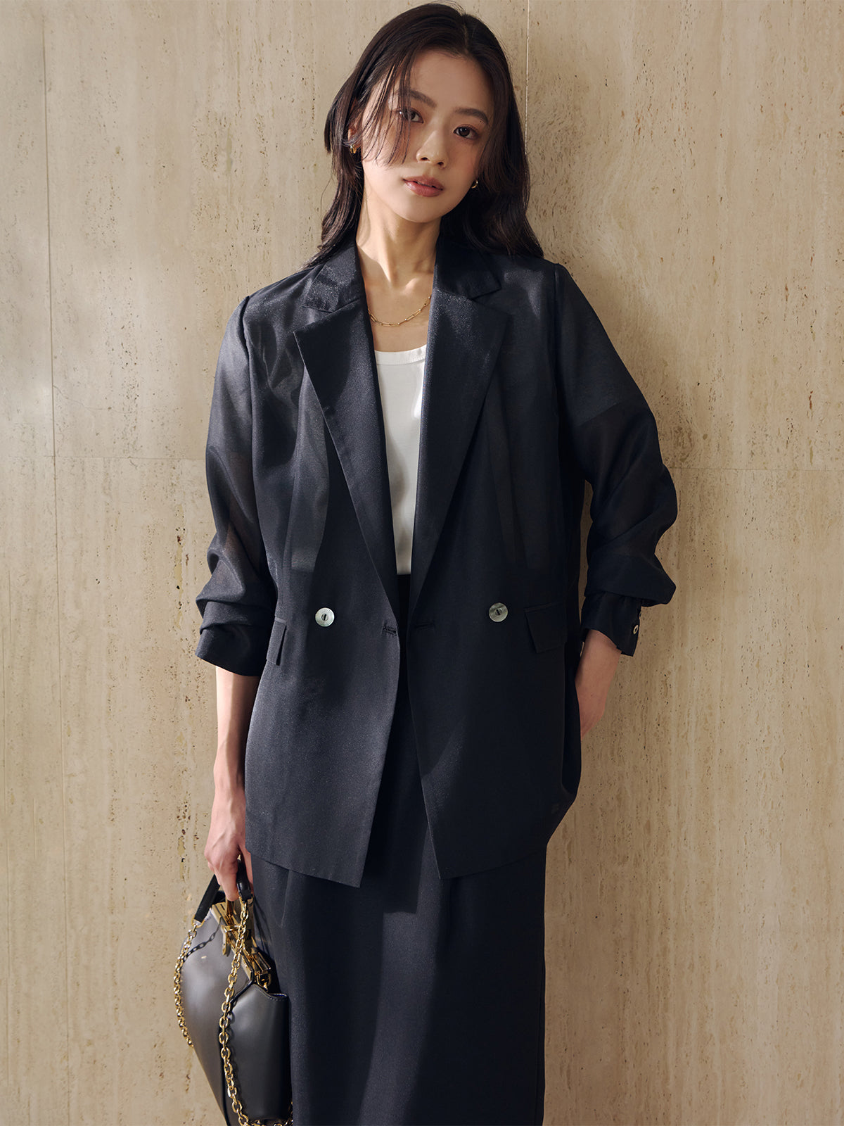 실크 터치 코튼 U넥 티