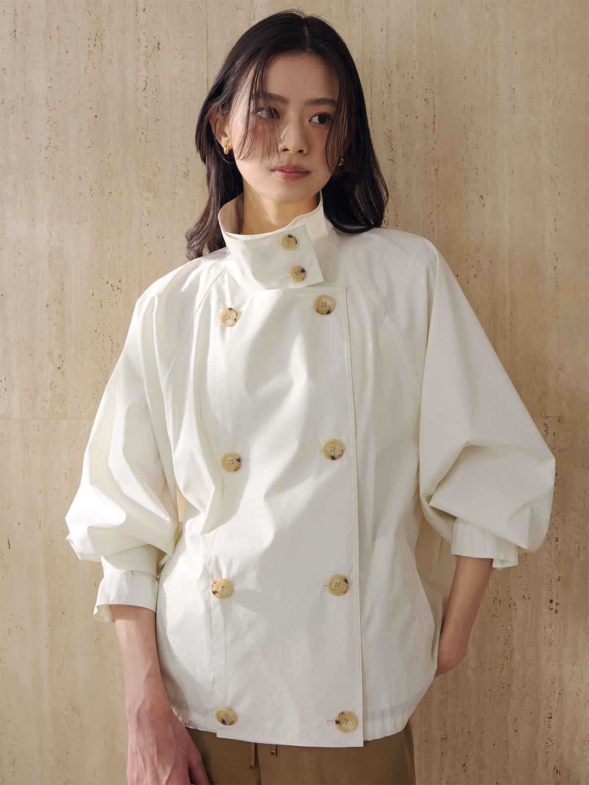 ライトトレンチミドルブルゾン