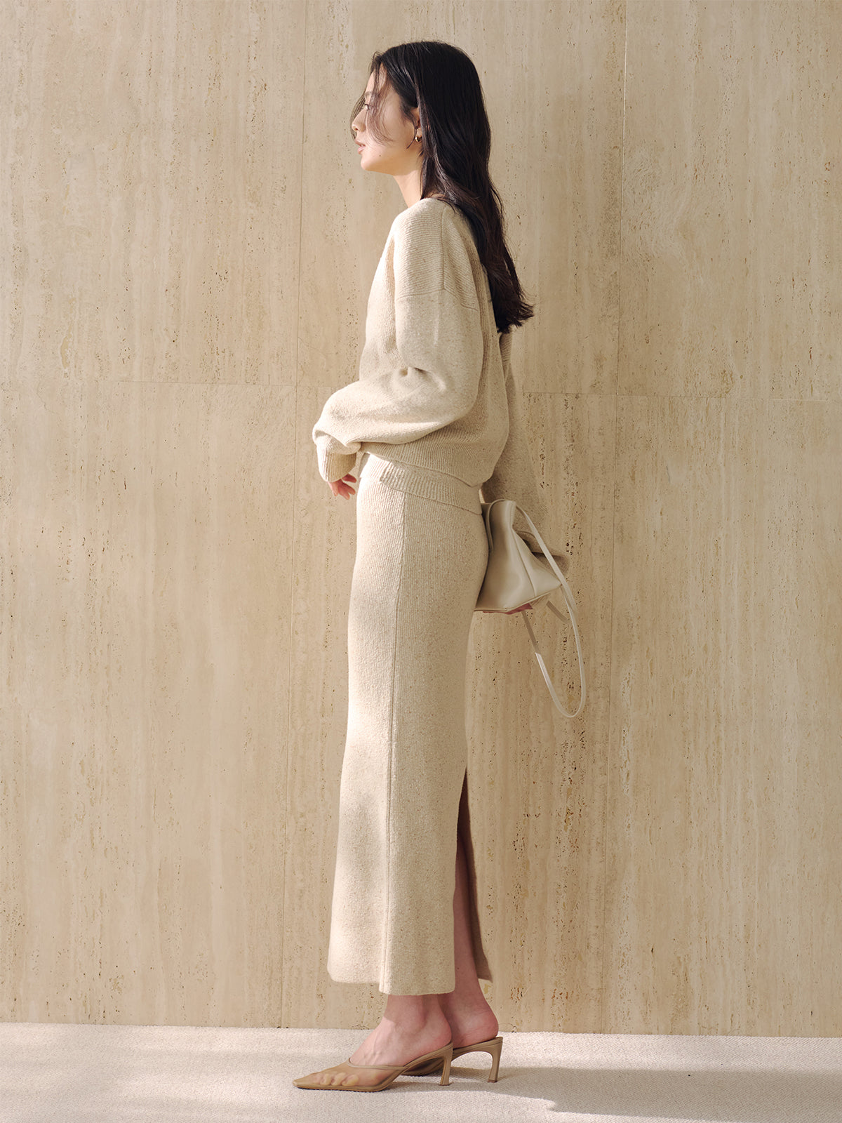 メランジヤーンニットセットアップ