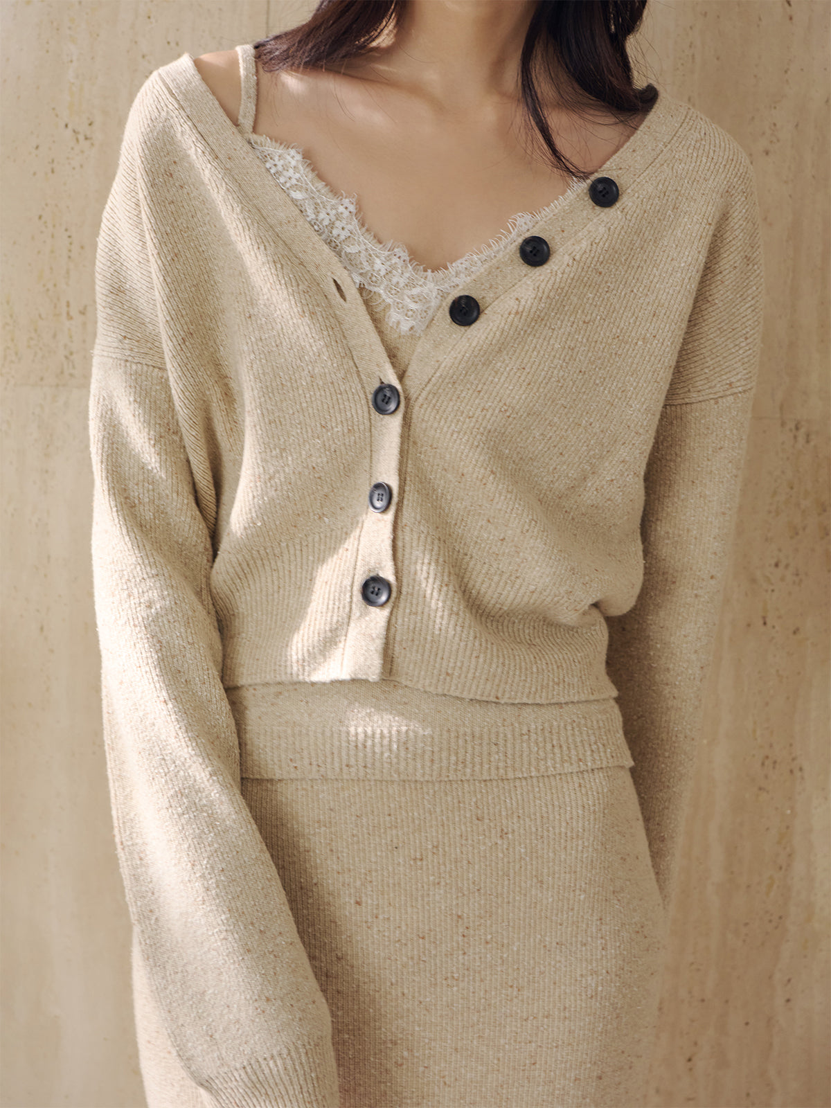 メランジヤーンニットセットアップ