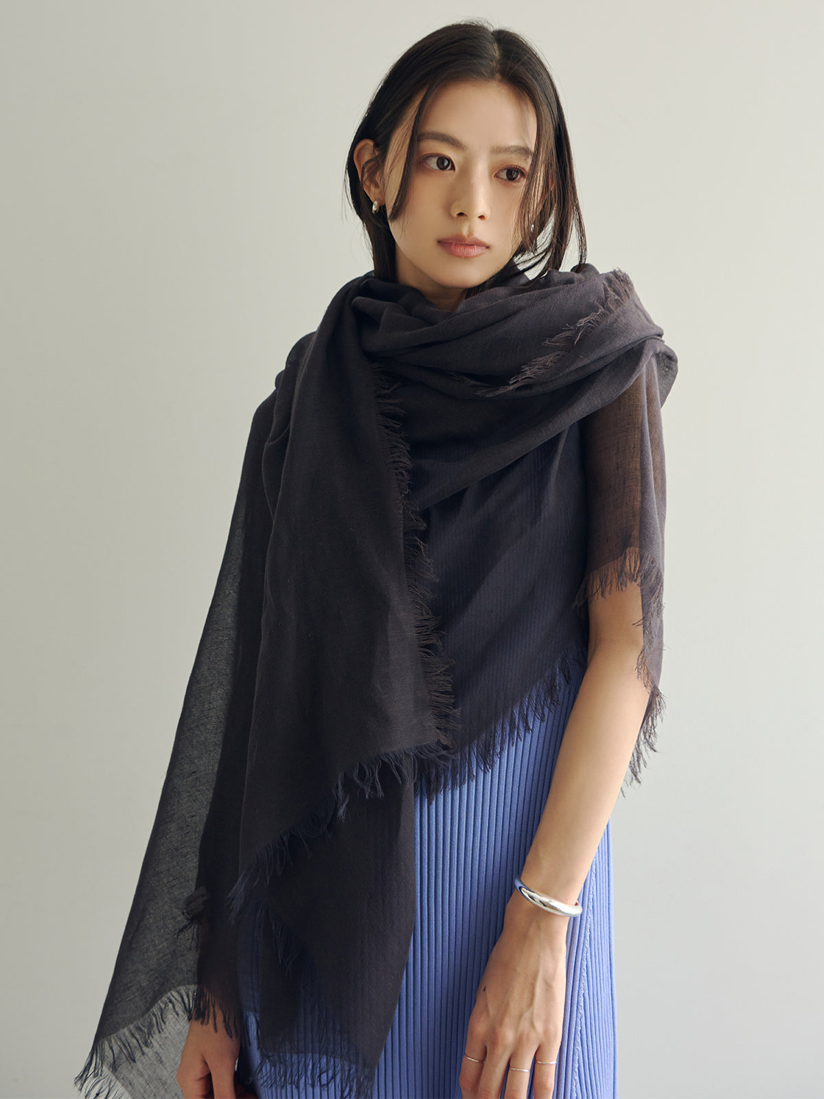 【ASAUCE MELER】リネンモダールシルクメランジュソリッドストール