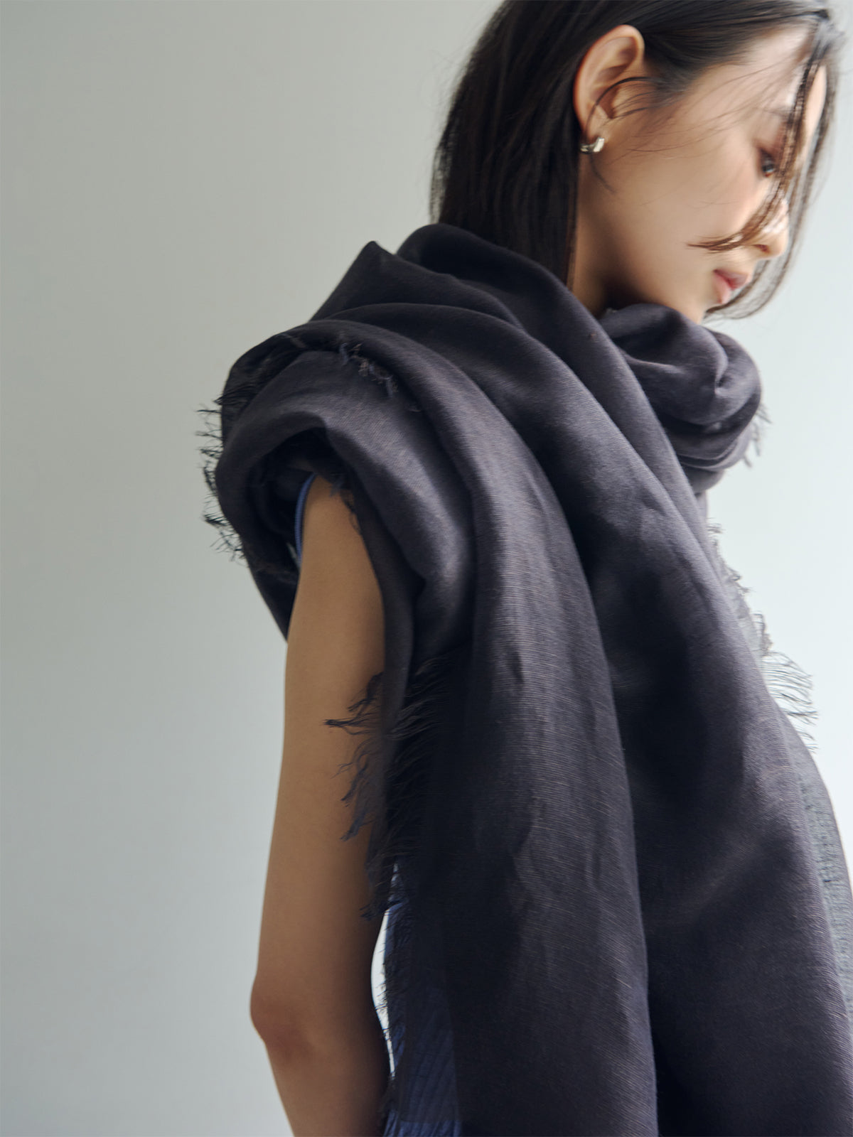 【ASAUCE MELER】リネンモダールシルクメランジュソリッドストール